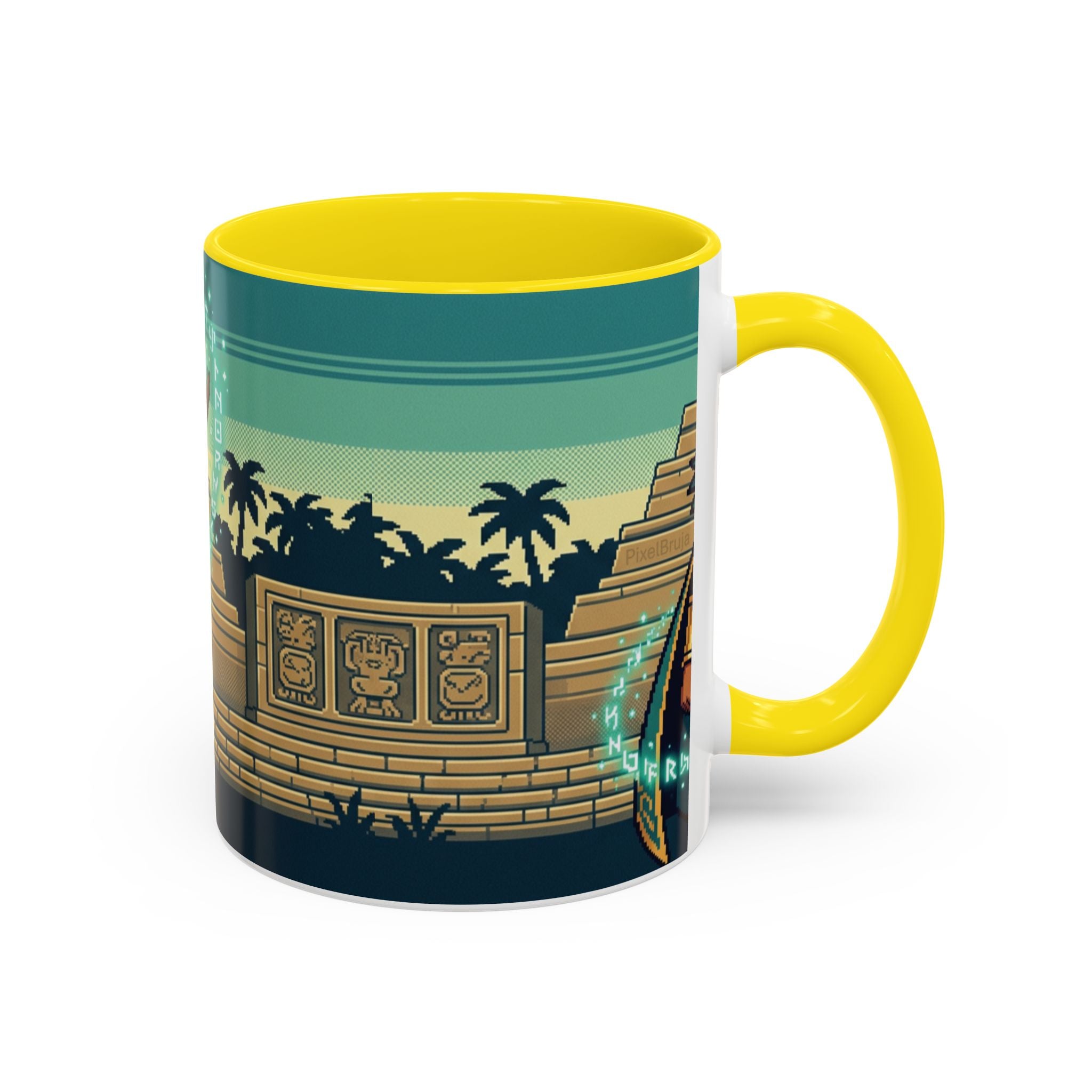 Mayan Sorceress Accent Coffee Mug — Pixel Art Magic 11/15oz