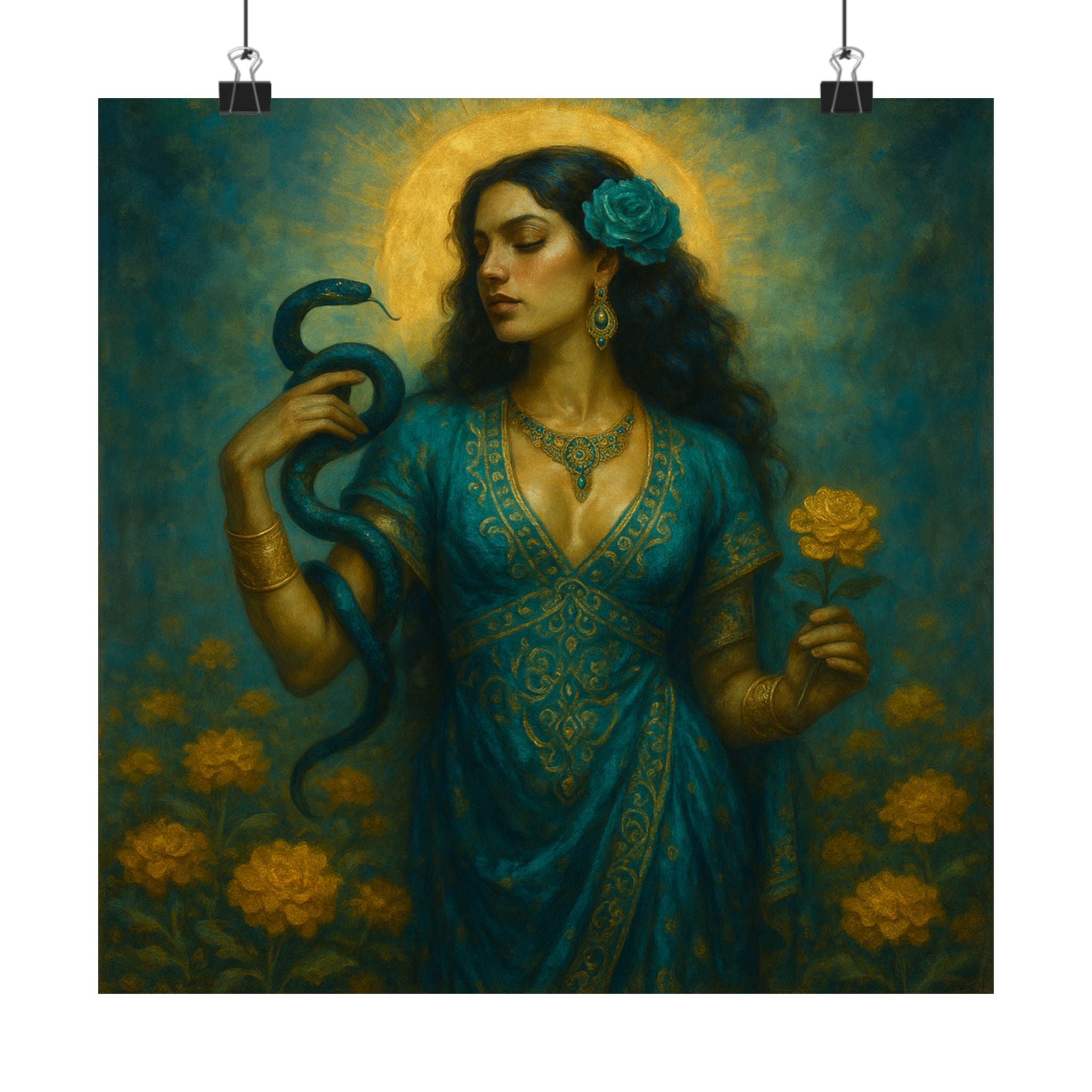 Snake-and-Rose Temptress — Pixel Bruja Art Print