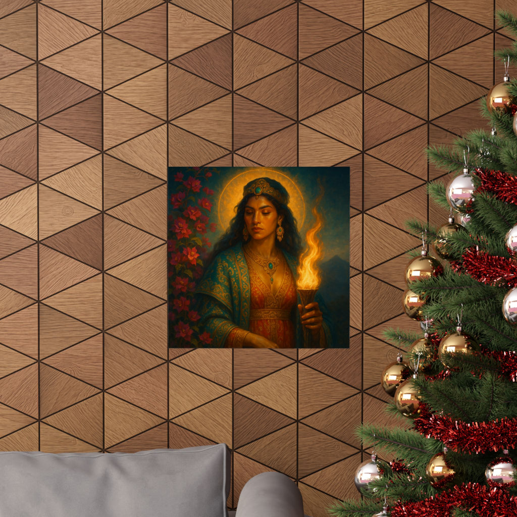 Pixel Bruja Wall Art | A Latina bruja del fuego nuevo new-fire goddess kindling sacred f | Latina Illustration Art Print