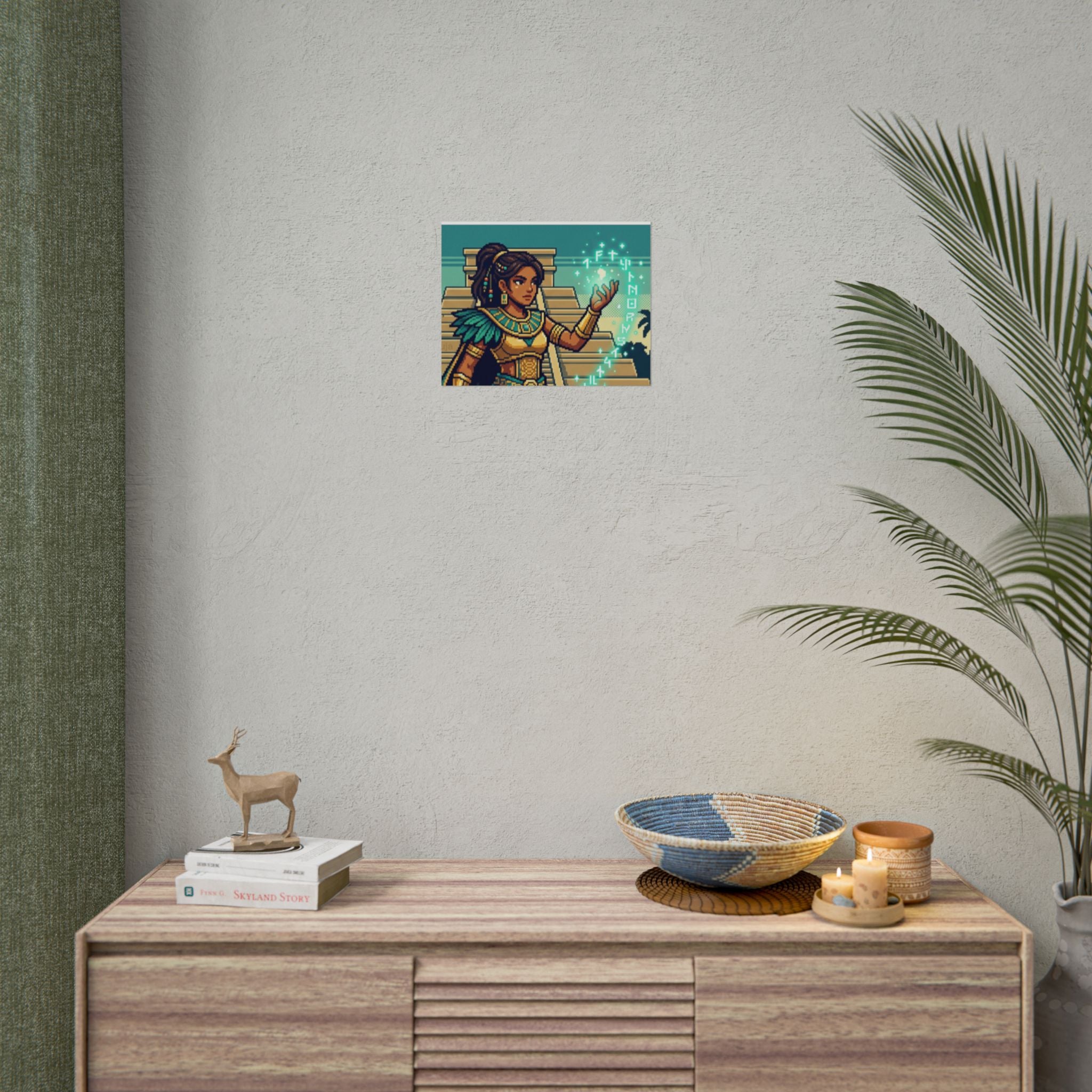 Rolled Poster — Pixel Art Aztec Sorceress Wall Print