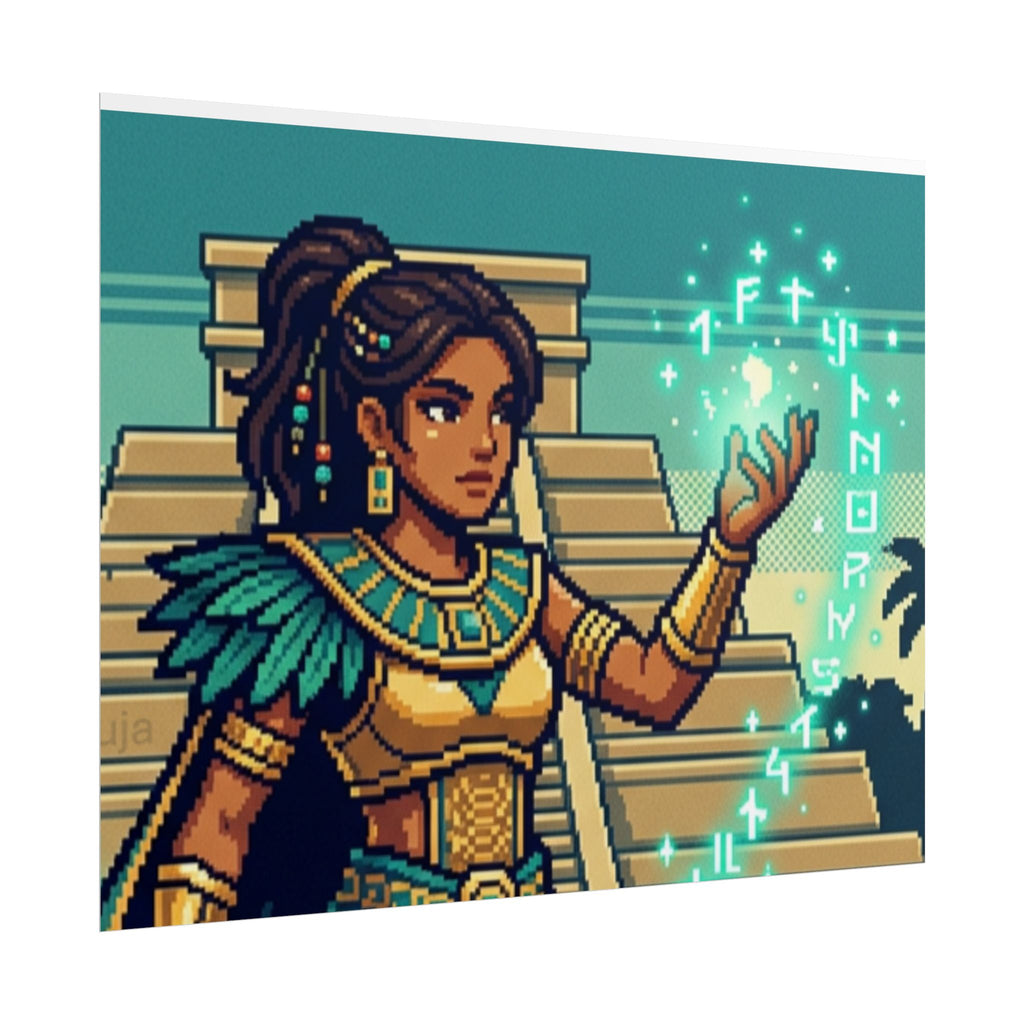Rolled Poster — Pixel Art Aztec Sorceress Wall Print
