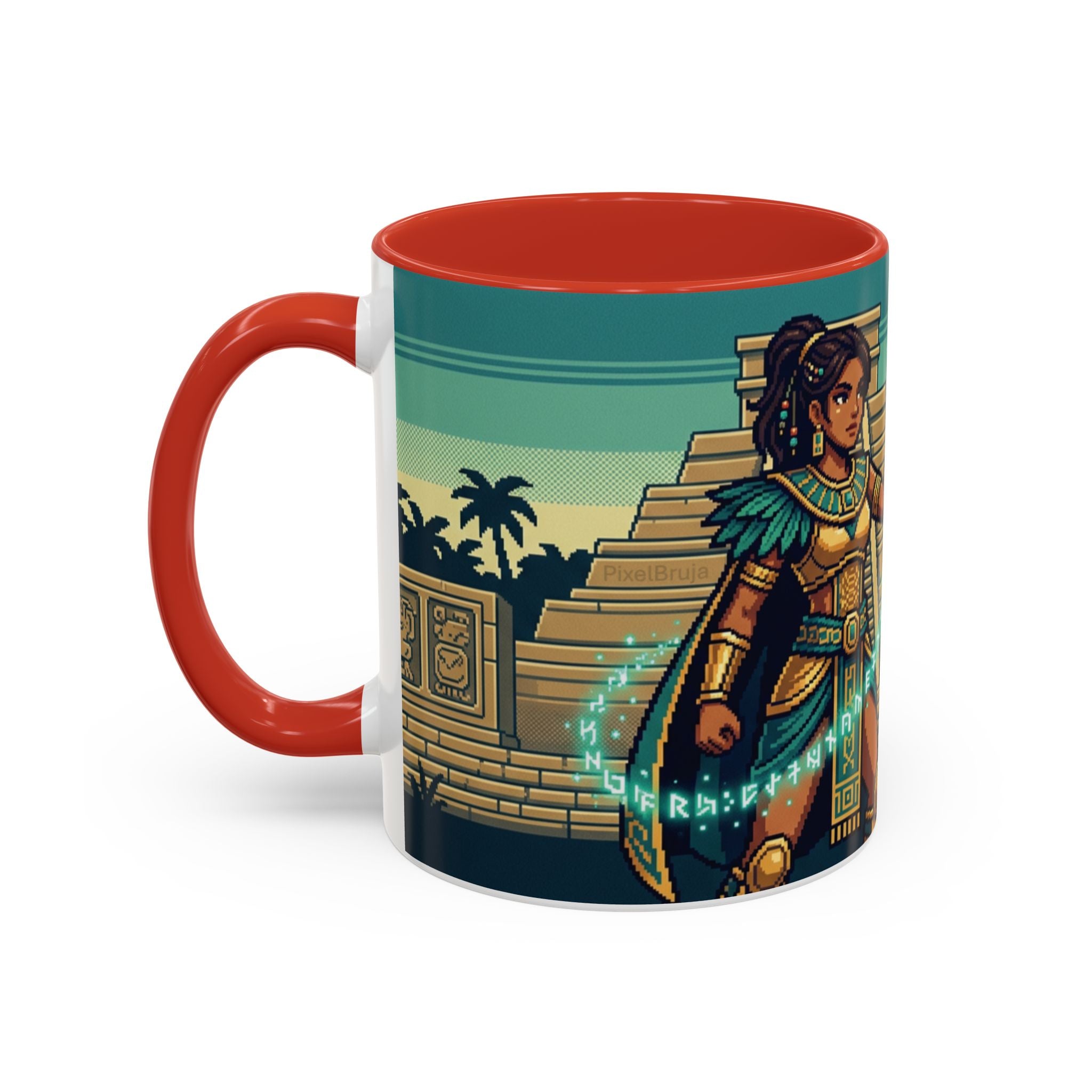 Mayan Sorceress Accent Coffee Mug — Pixel Art Magic 11/15oz