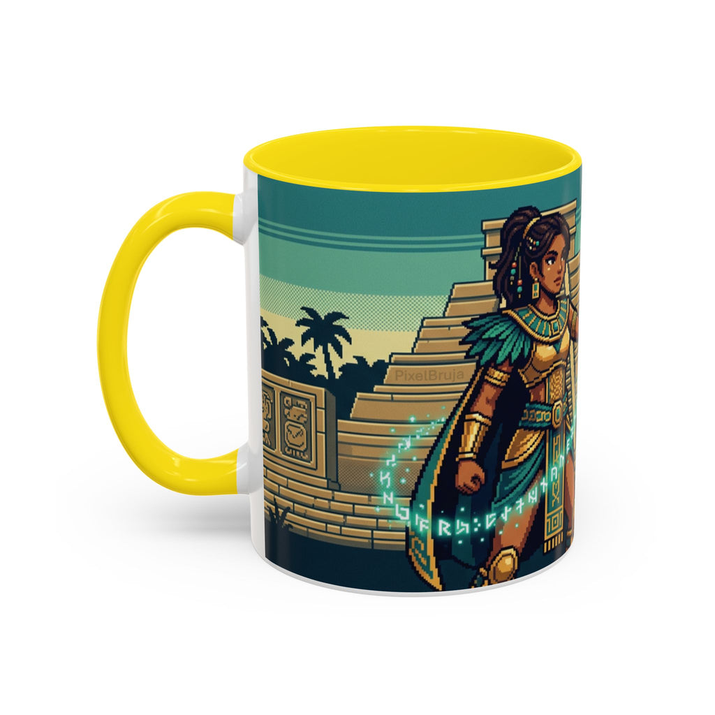 Mayan Sorceress Accent Coffee Mug — Pixel Art Magic 11/15oz