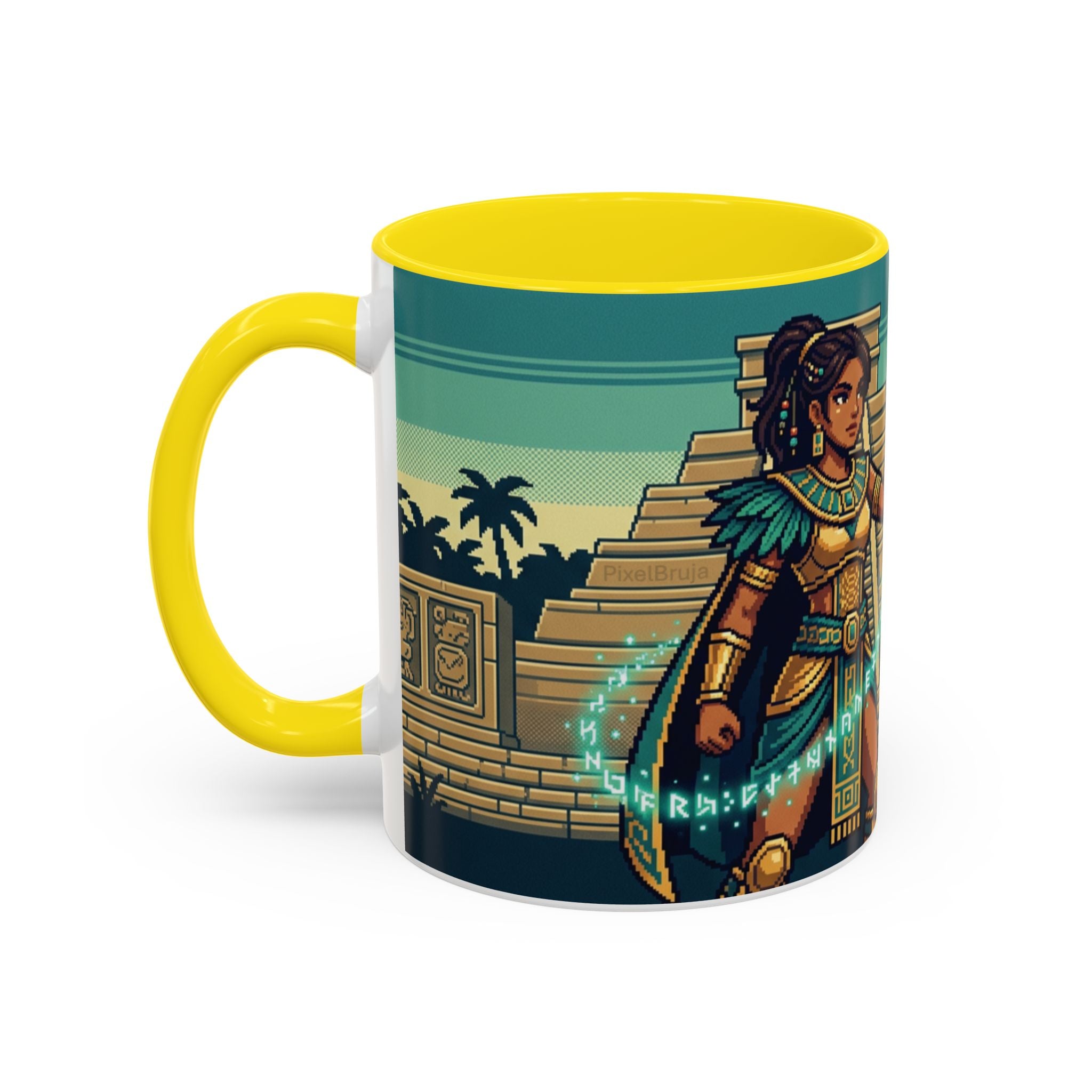 Mayan Sorceress Accent Coffee Mug — Pixel Art Magic 11/15oz