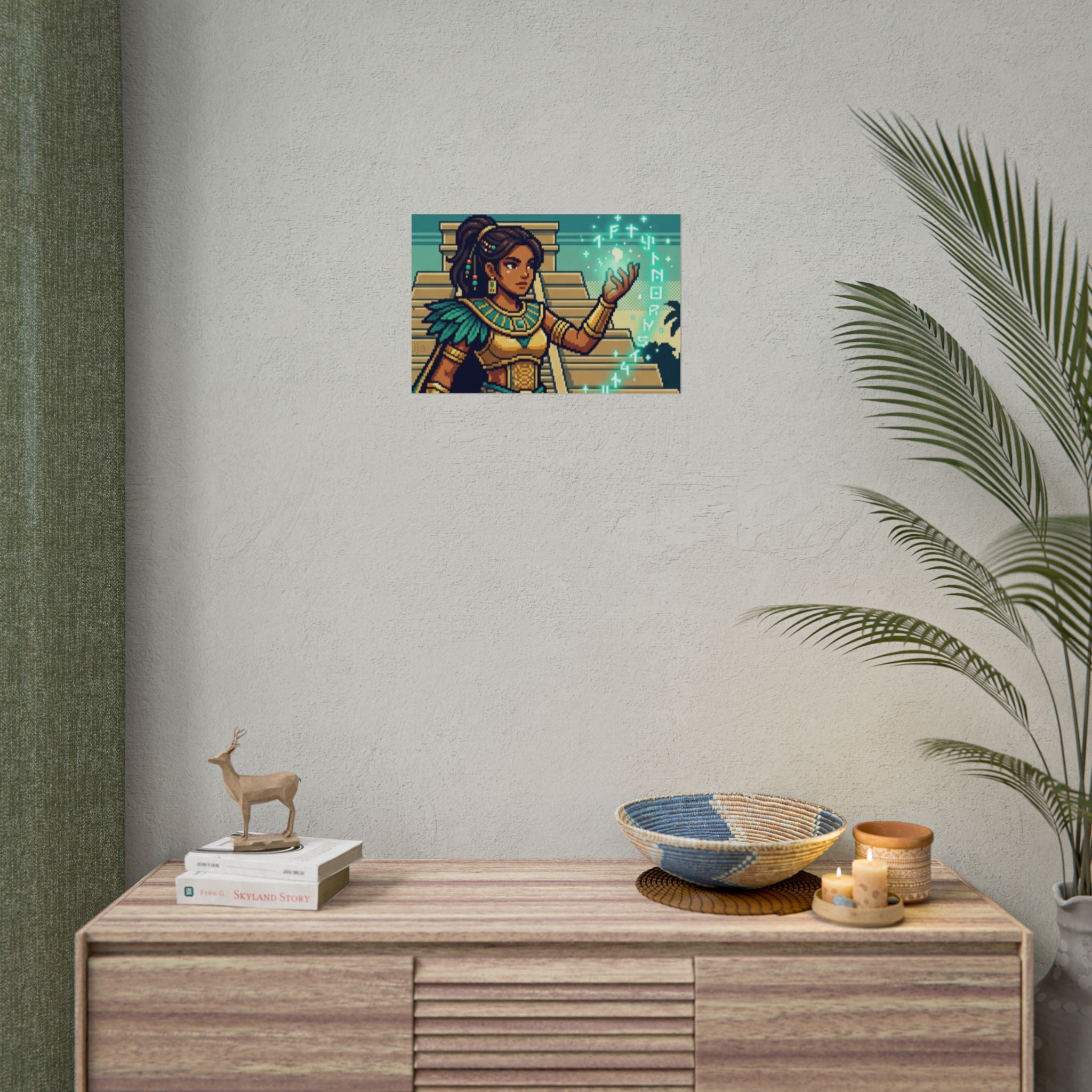 Rolled Poster — Pixel Art Aztec Sorceress Wall Print