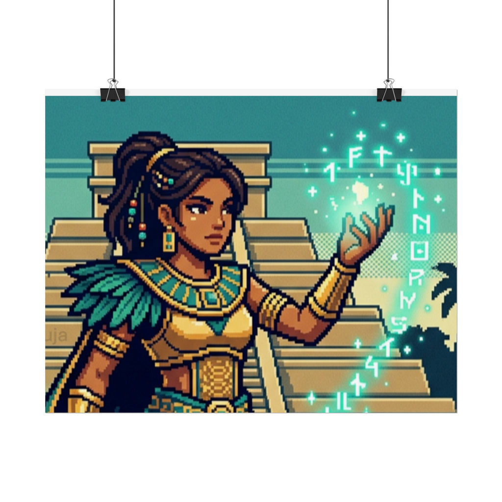 Rolled Poster — Pixel Art Aztec Sorceress Wall Print