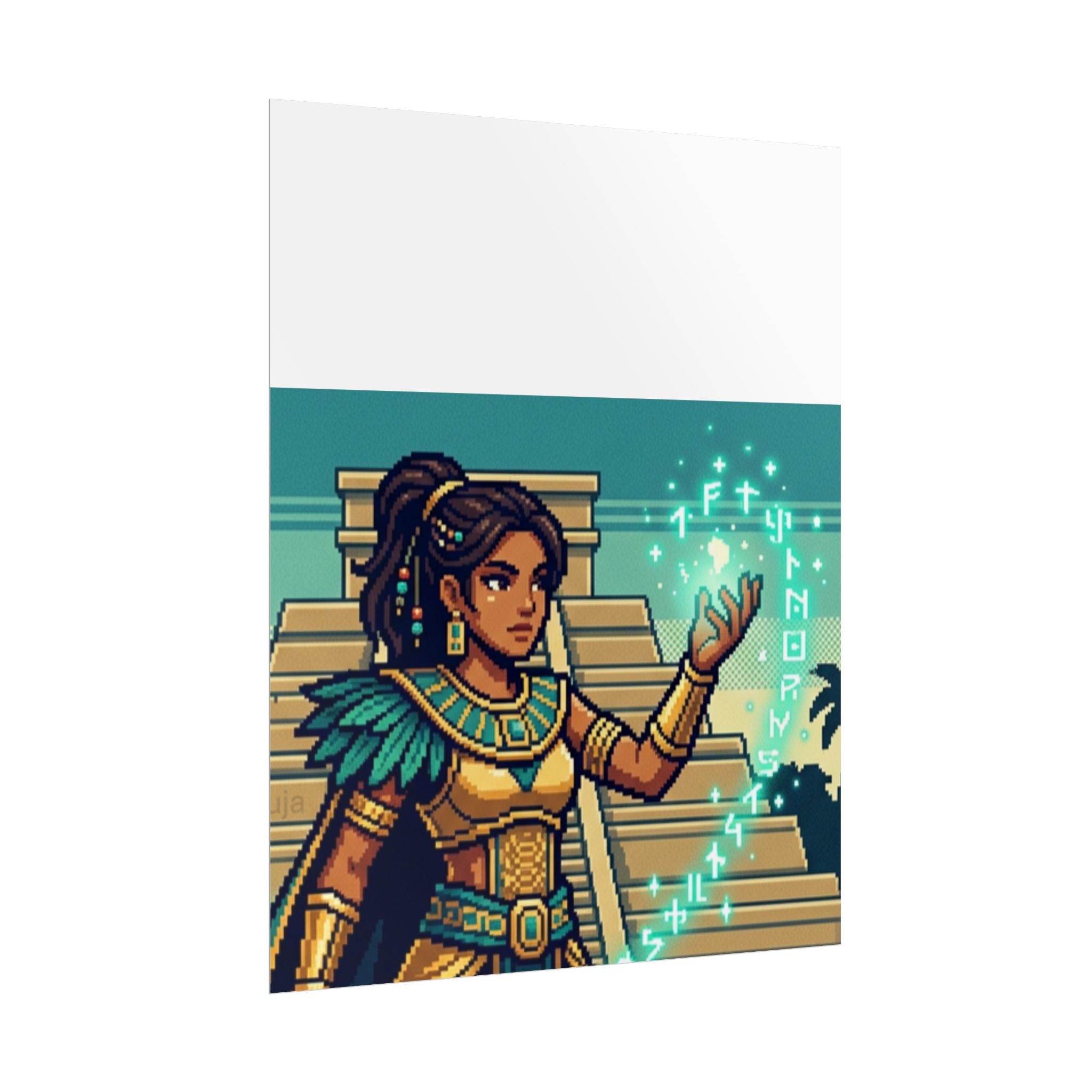 Rolled Poster — Pixel Art Aztec Sorceress Wall Print