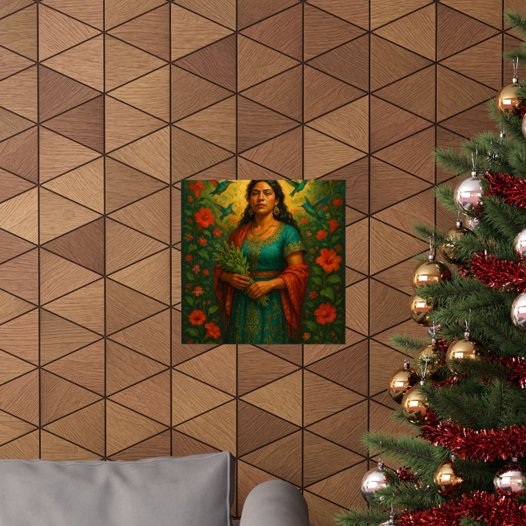 Latina Curandera with Healing Herbs — Pixel Bruja Art Print