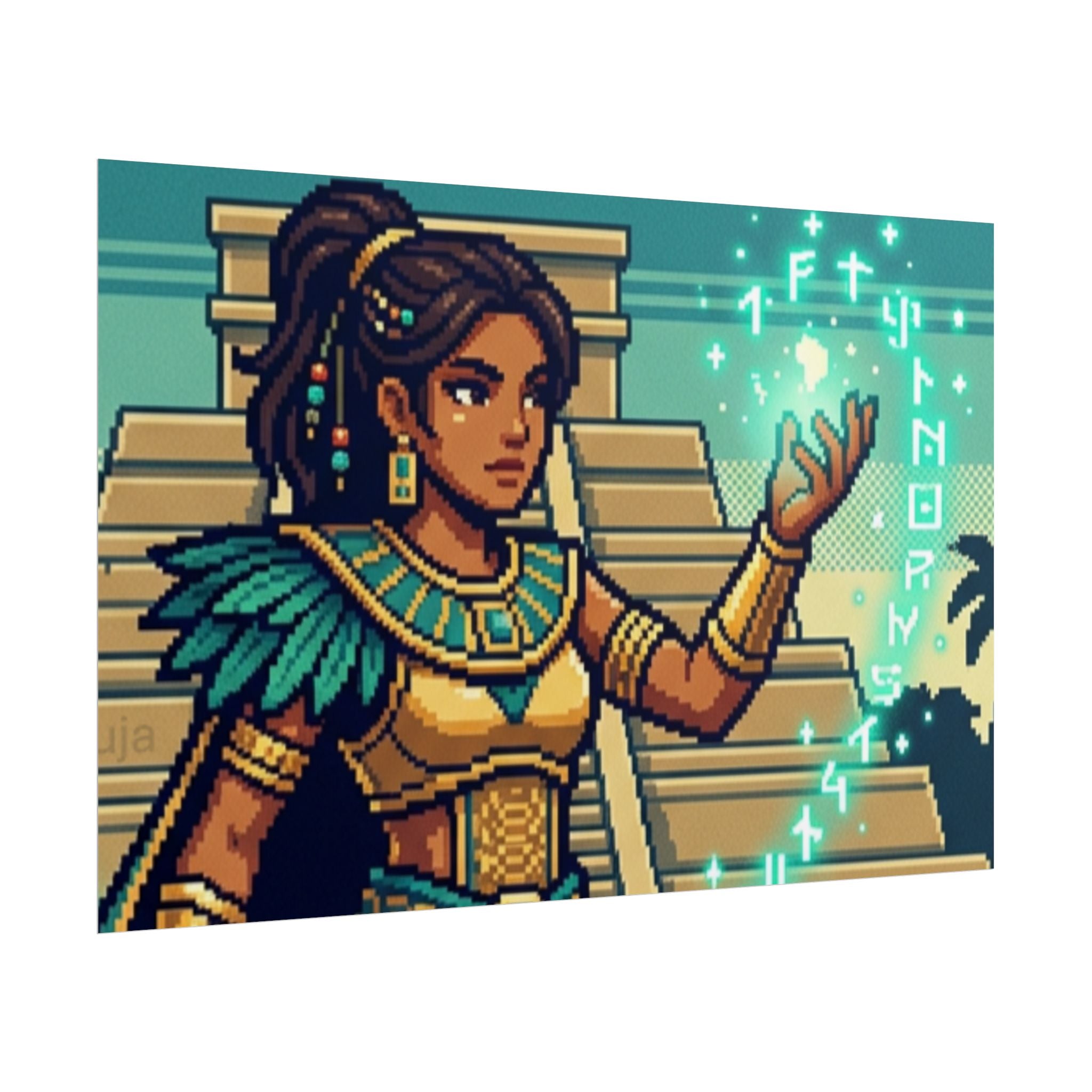 Rolled Poster — Pixel Art Aztec Sorceress Wall Print