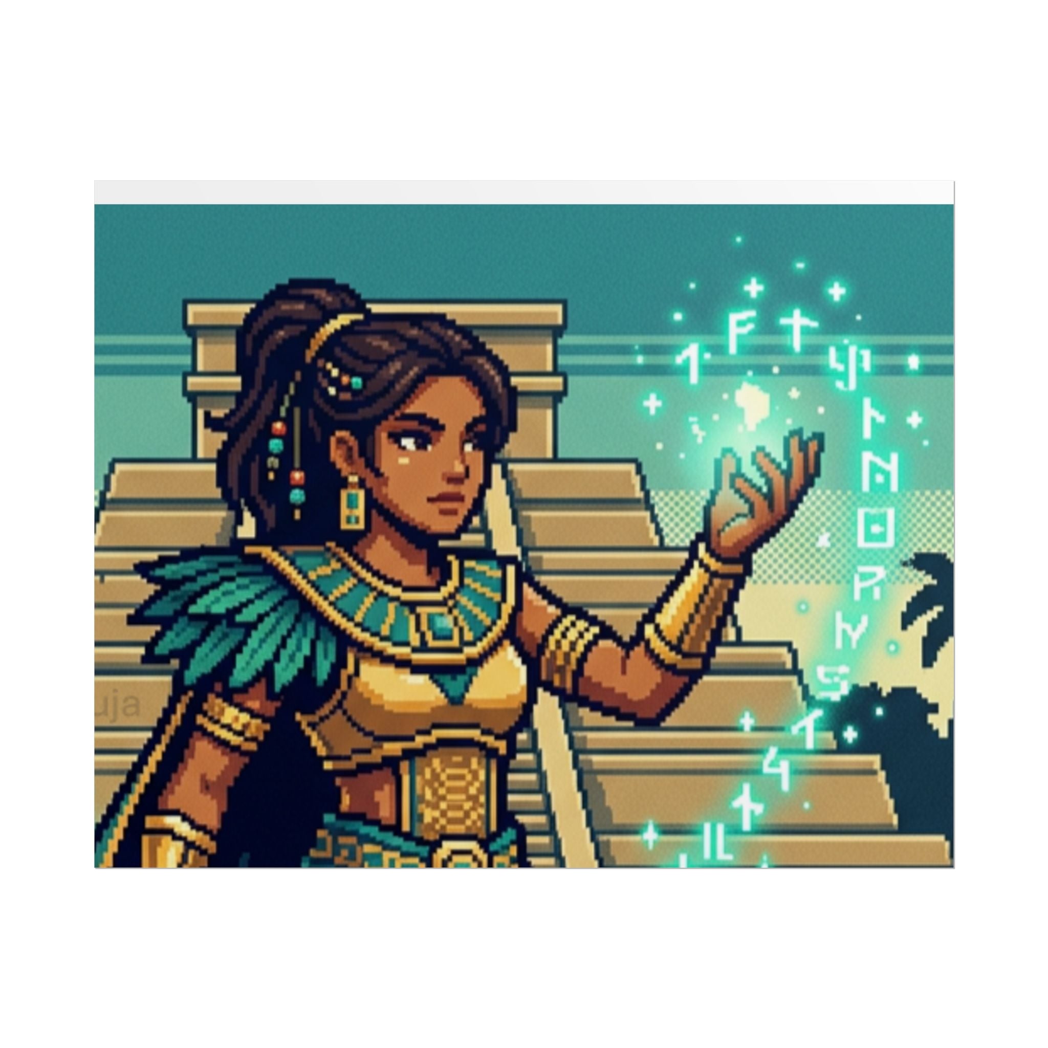 Rolled Poster — Pixel Art Aztec Sorceress Wall Print