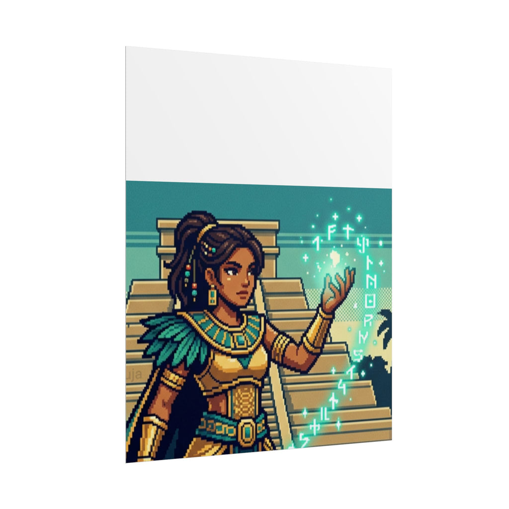 Rolled Poster — Pixel Art Aztec Sorceress Wall Print