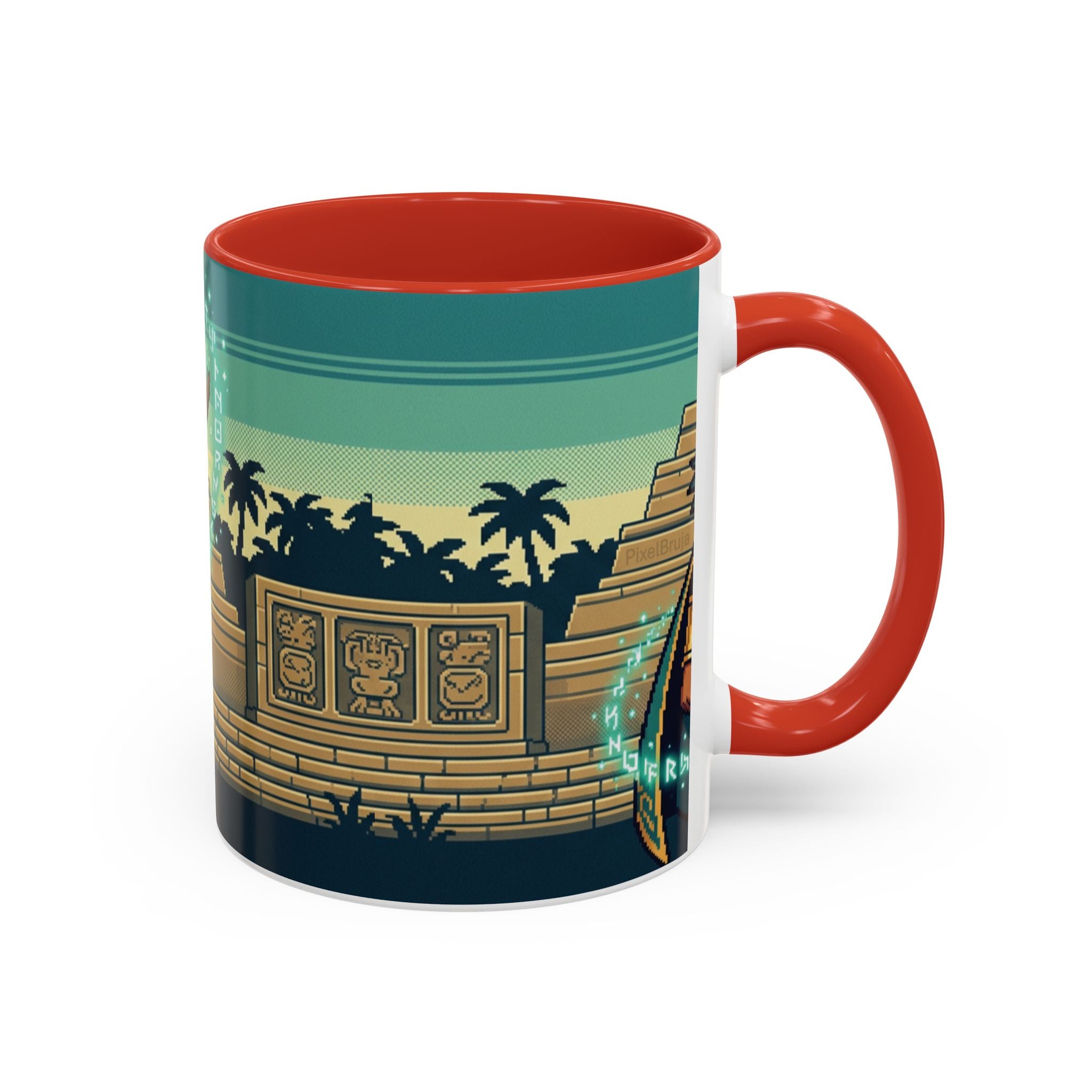 Mayan Sorceress Accent Coffee Mug — Pixel Art Magic 11/15oz