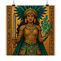 Pixel Bruja Wall Art | Latina Warrior Queen Illustration | Mesoamerican Bruja Art Print | Loteria Tarot Poster