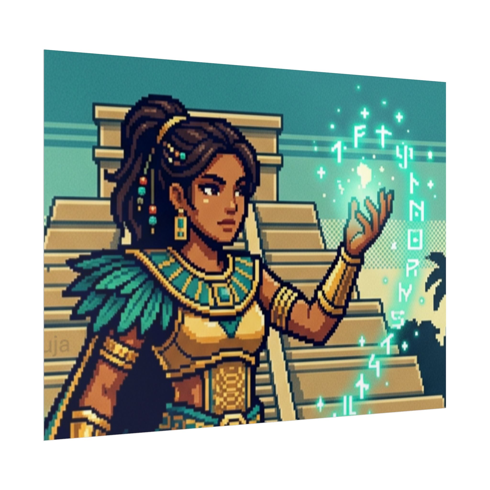 Rolled Poster — Pixel Art Aztec Sorceress Wall Print