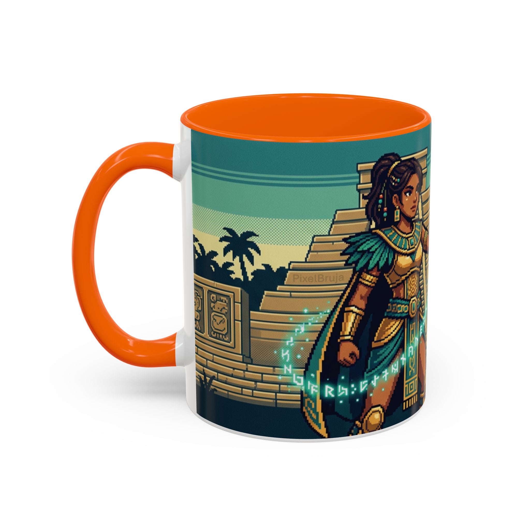 Mayan Sorceress Accent Coffee Mug — Pixel Art Magic 11/15oz