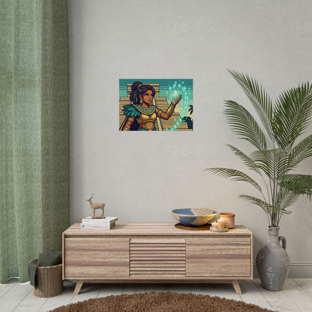 Rolled Poster — Pixel Art Aztec Sorceress Wall Print