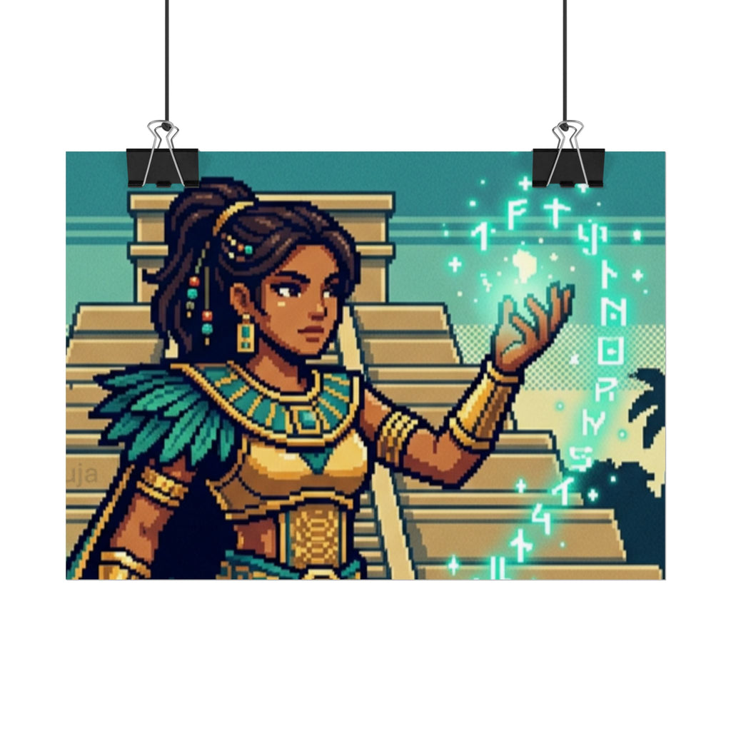 Rolled Poster — Pixel Art Aztec Sorceress Wall Print