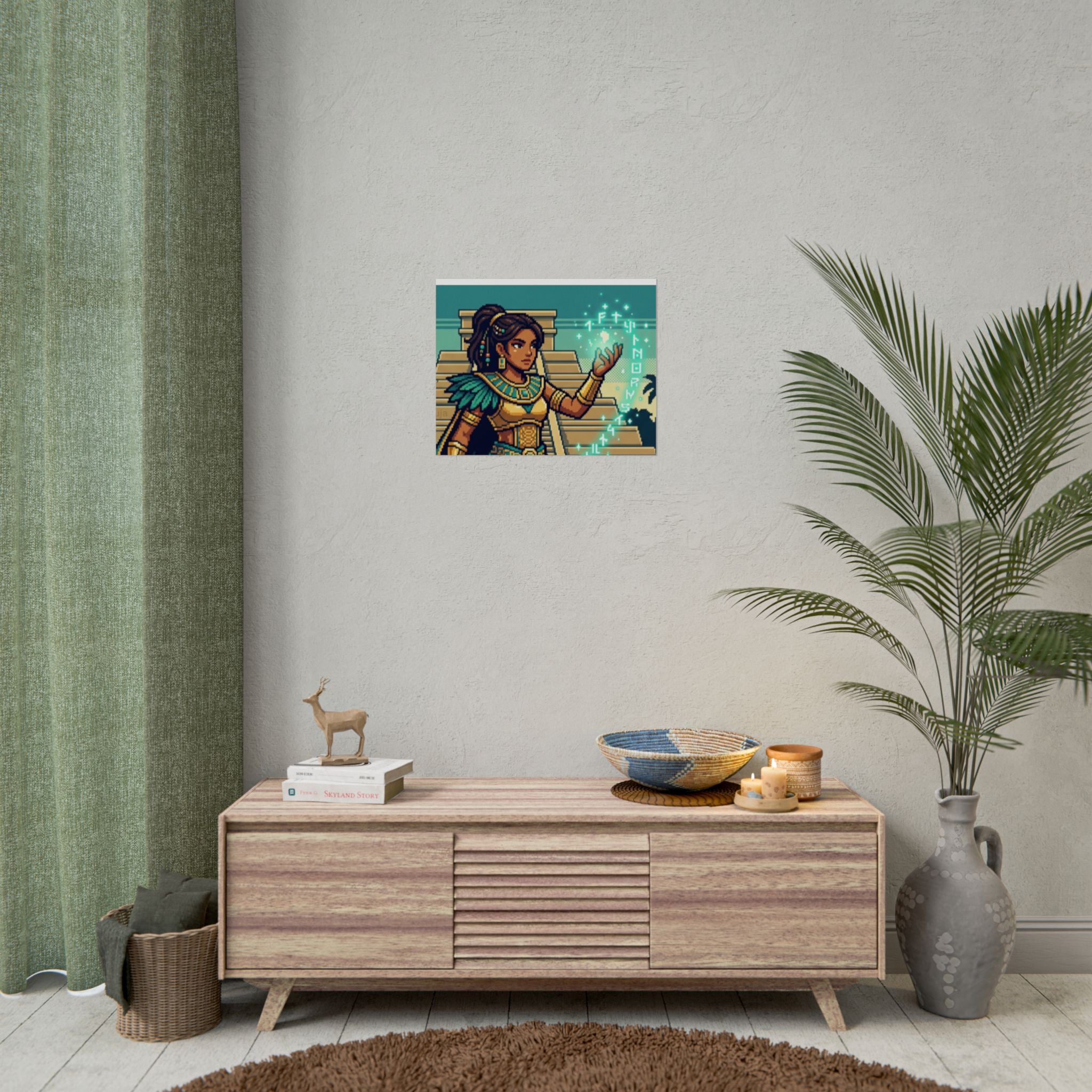 Rolled Poster — Pixel Art Aztec Sorceress Wall Print