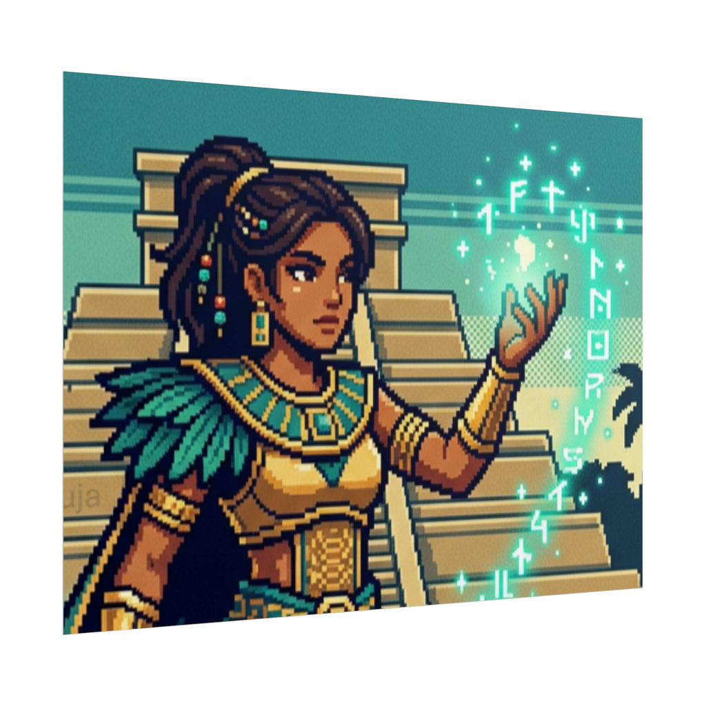Rolled Poster — Pixel Art Aztec Sorceress Wall Print