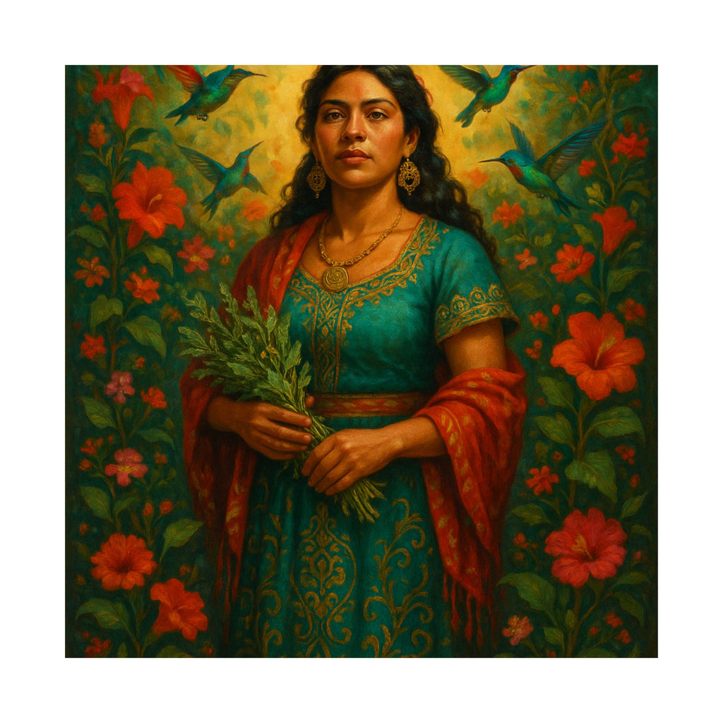 Latina Curandera with Healing Herbs — Pixel Bruja Art Print