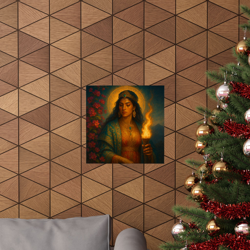 Pixel Bruja Wall Art | A Latina bruja del fuego nuevo new-fire goddess kindling sacred f | Latina Illustration Art Print