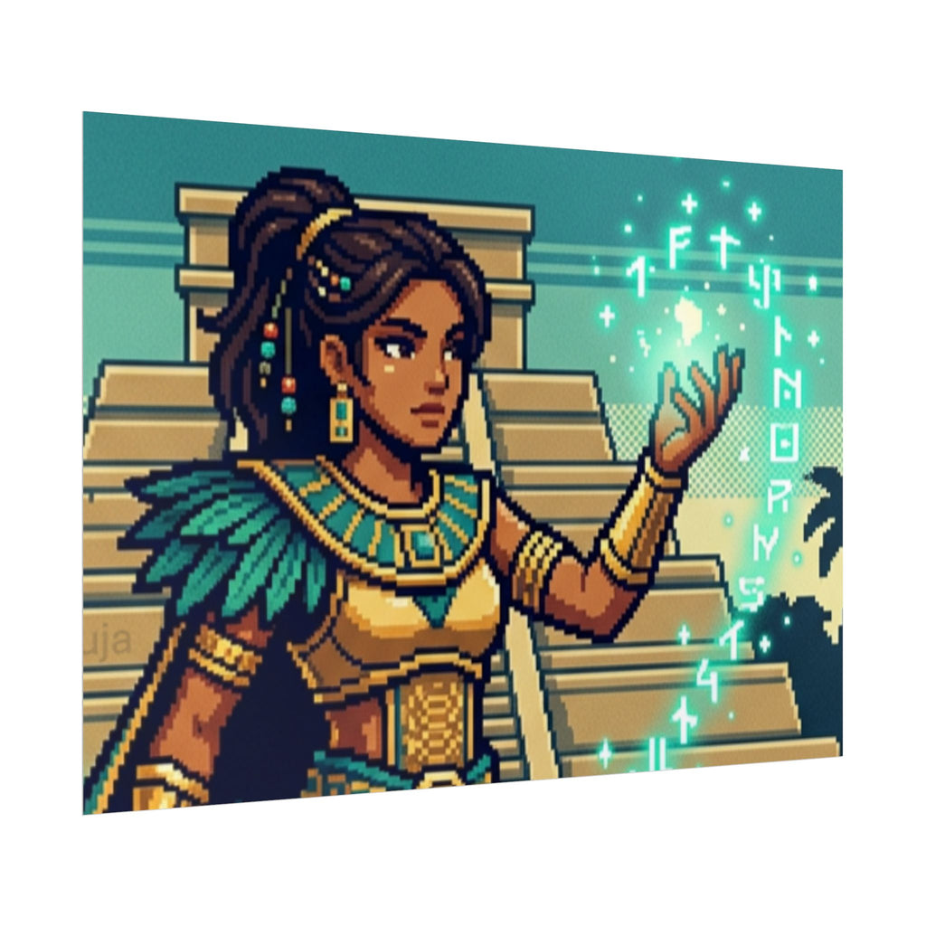 Rolled Poster — Pixel Art Aztec Sorceress Wall Print