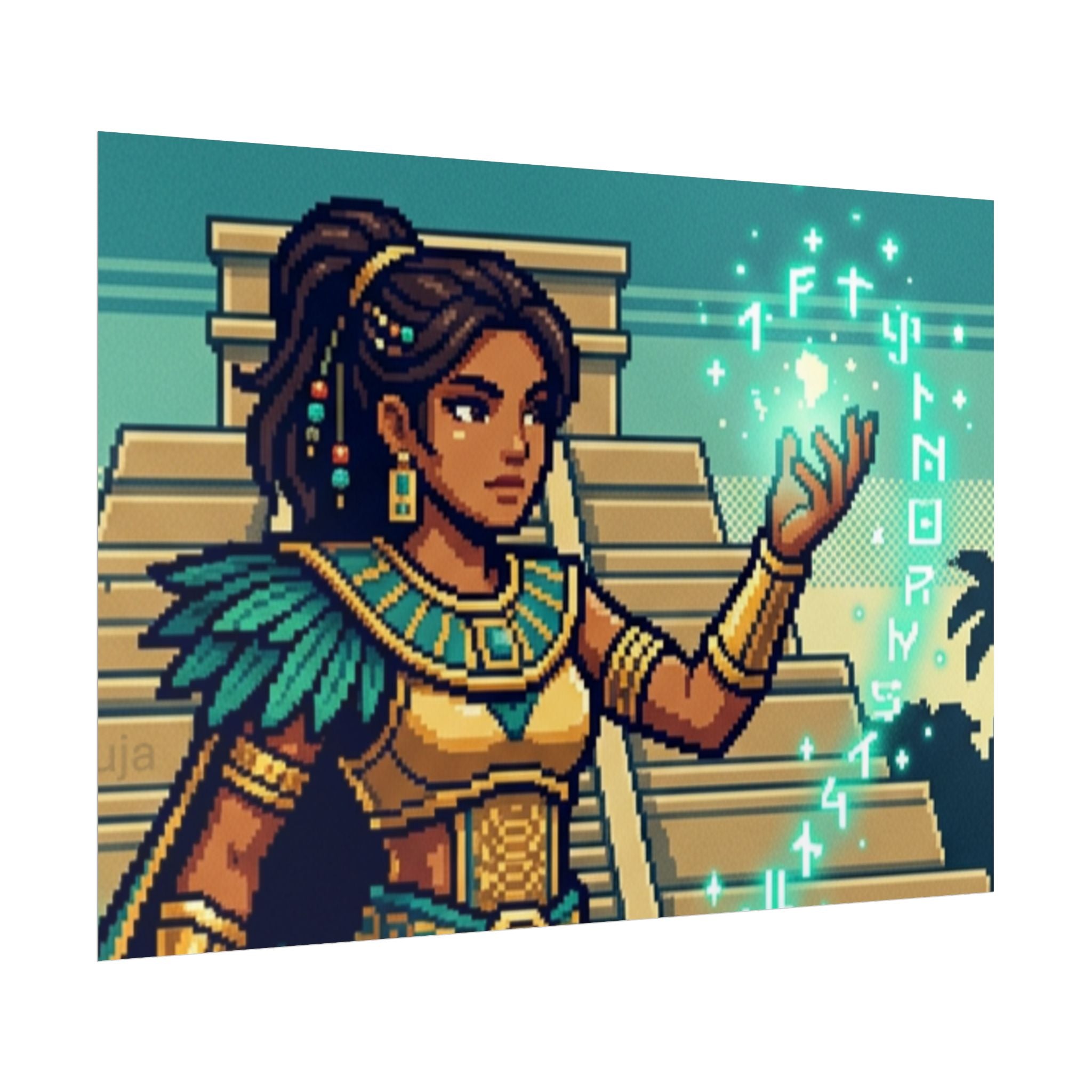 Rolled Poster — Pixel Art Aztec Sorceress Wall Print