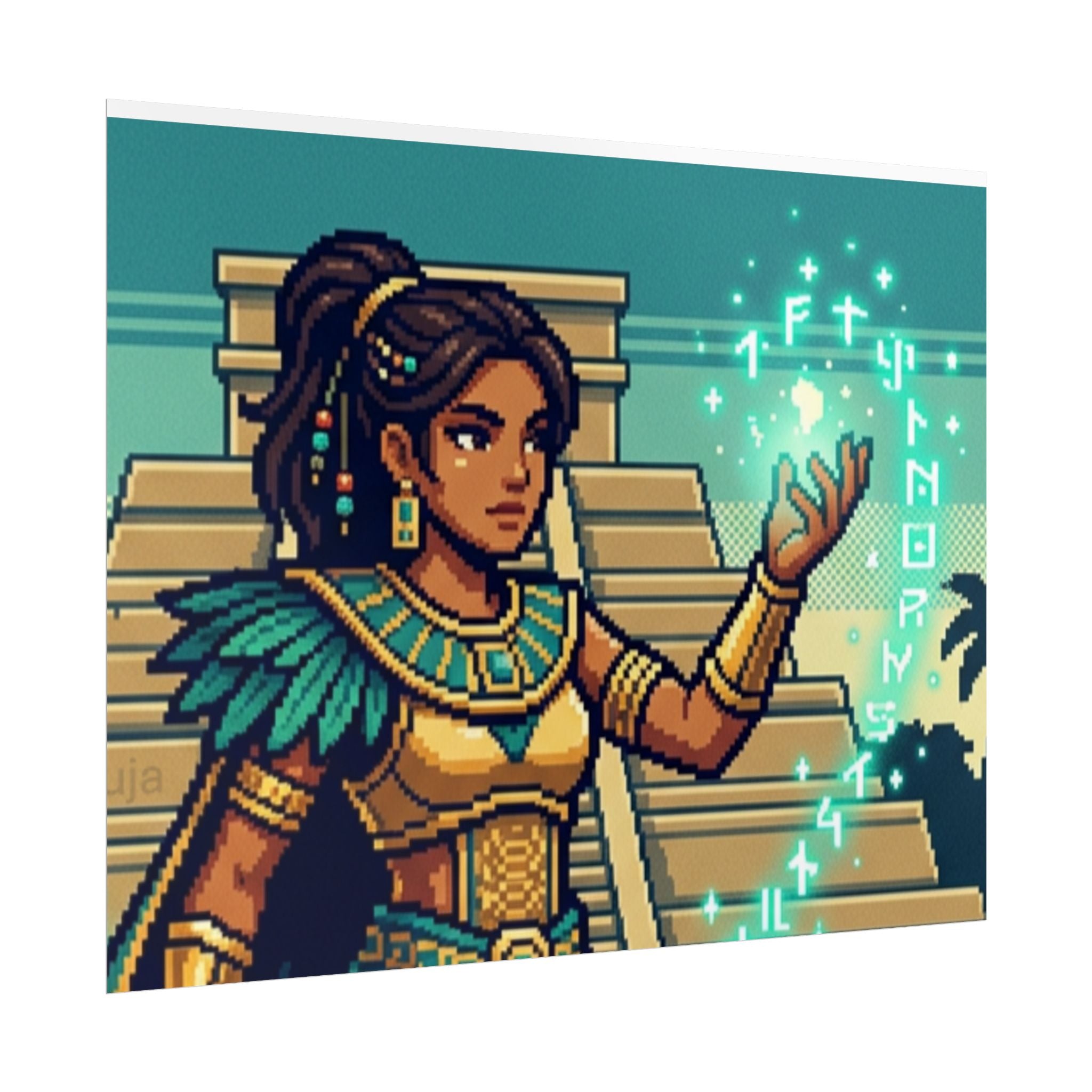 Rolled Poster — Pixel Art Aztec Sorceress Wall Print
