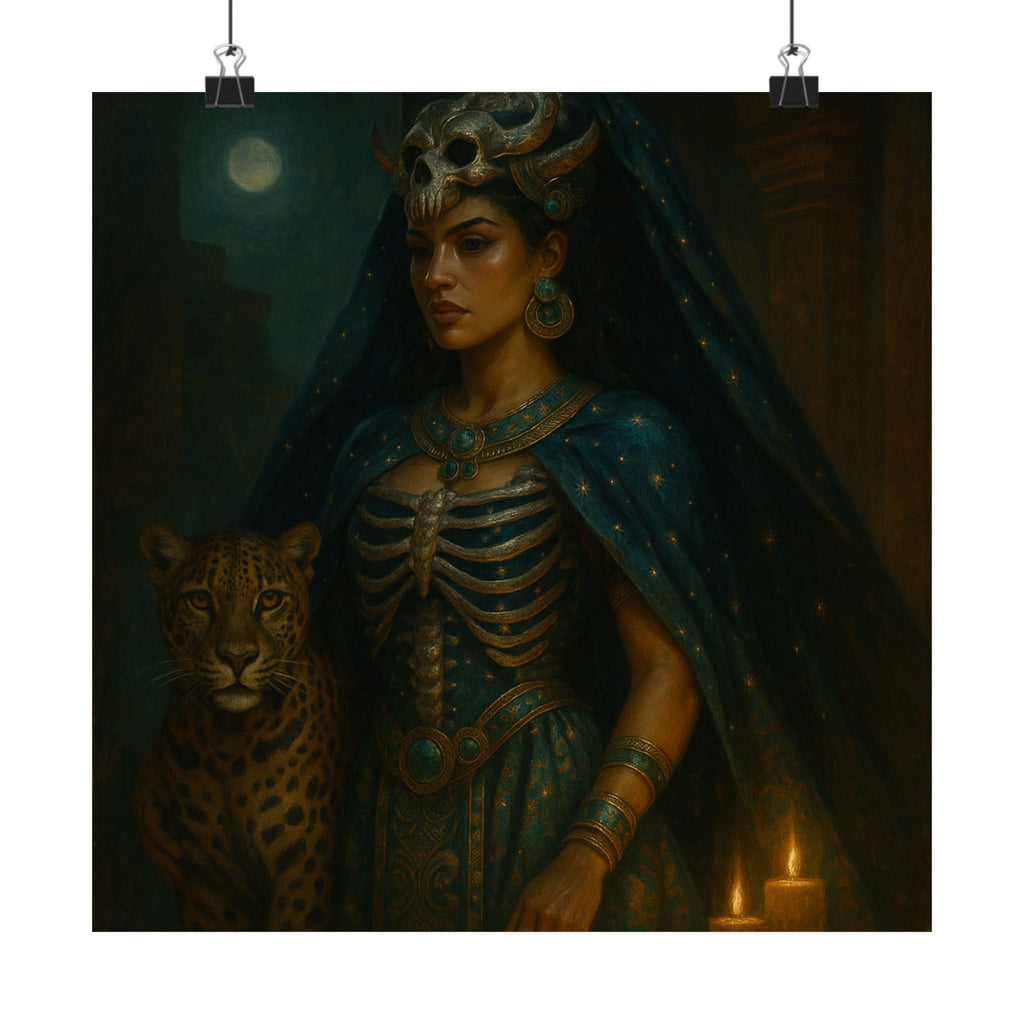Pixel Bruja Wall Art | A Tzitzimitl celestial guardian goddess armored in a mantle of st | Latina Illustration Art Print