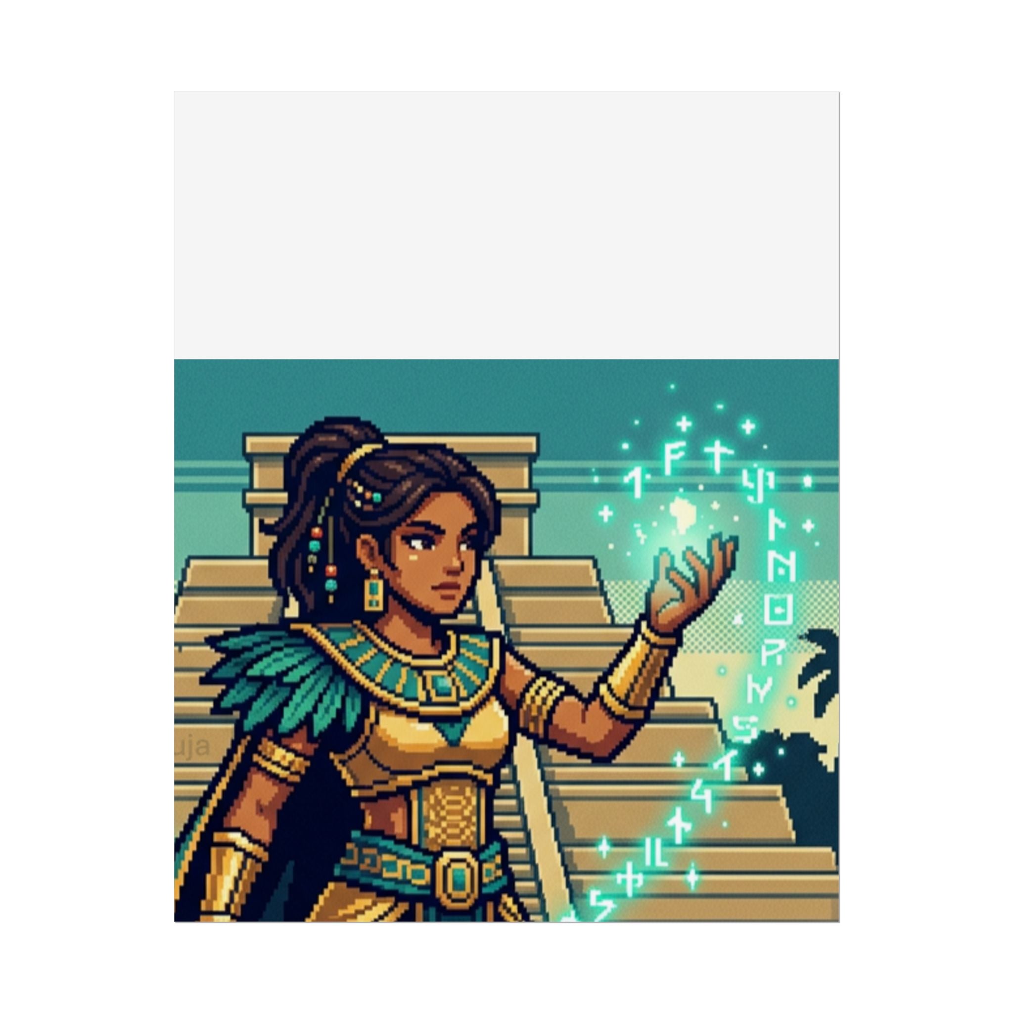 Rolled Poster — Pixel Art Aztec Sorceress Wall Print