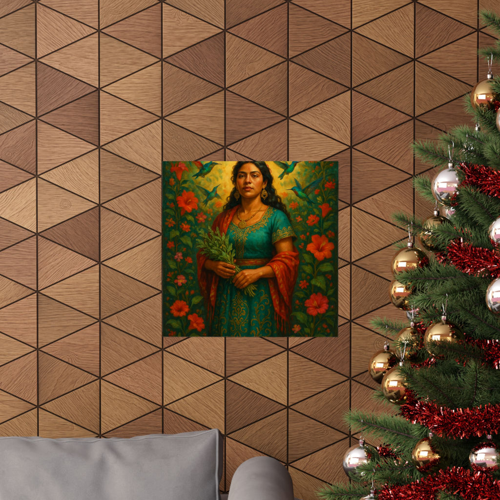 Latina Curandera with Healing Herbs — Pixel Bruja Art Print