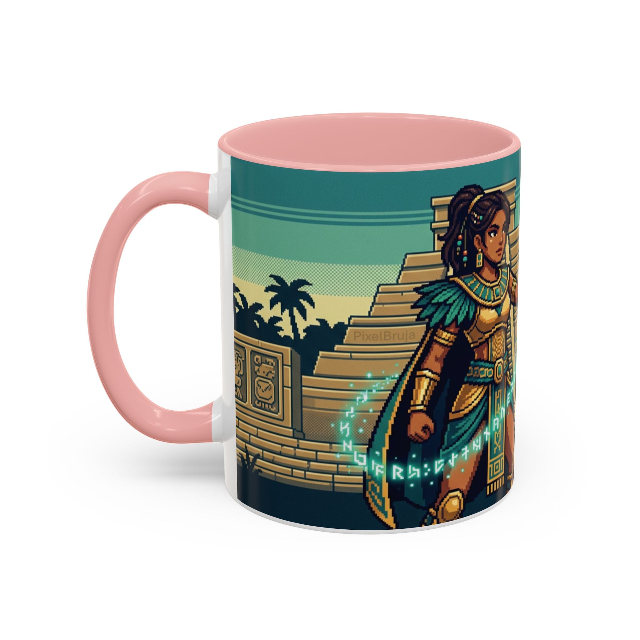 Mayan Sorceress Accent Coffee Mug — Pixel Art Magic 11/15oz