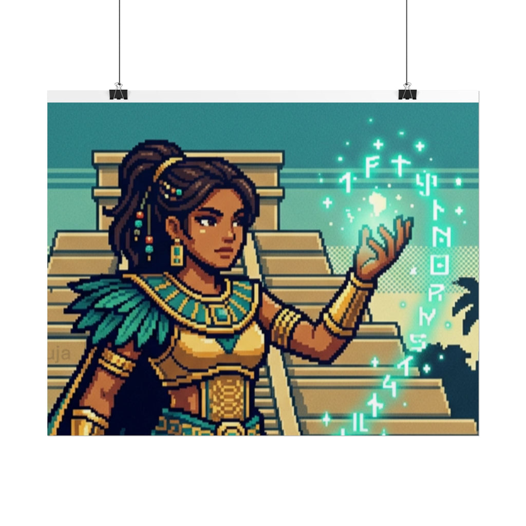 Rolled Poster — Pixel Art Aztec Sorceress Wall Print