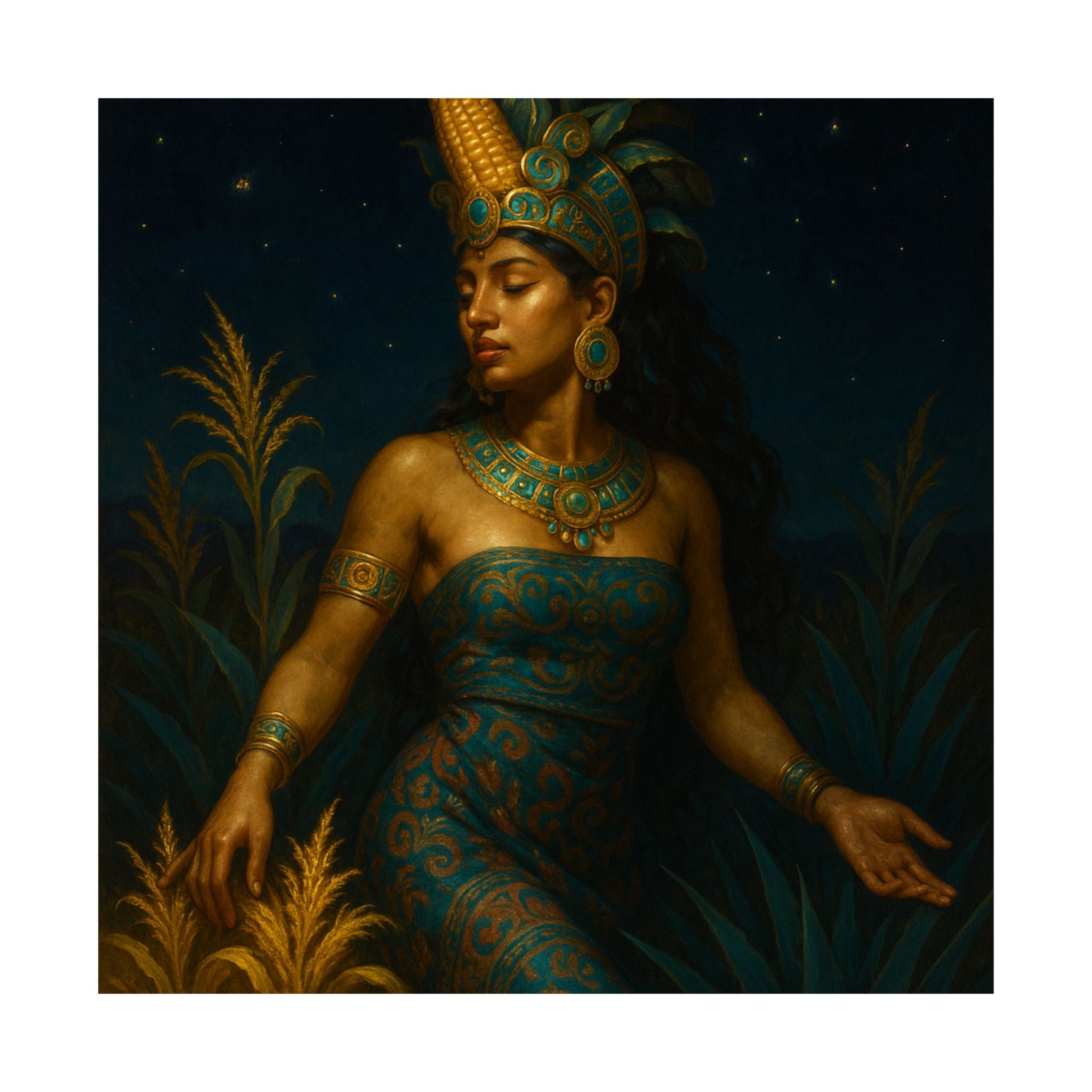 Maya Maize Goddess — Pixel Bruja Art Print
