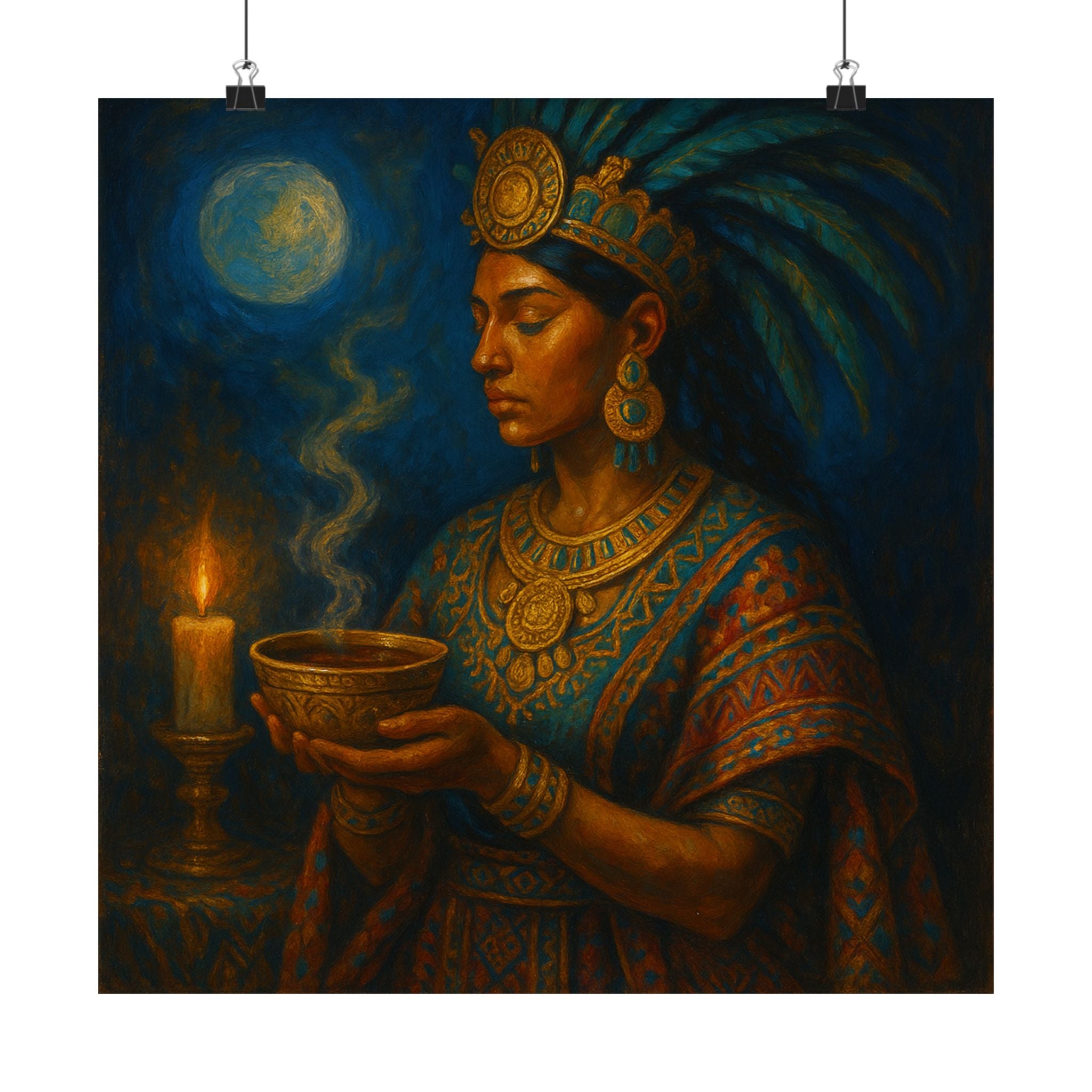 Mesoamerican Cacao Goddess — Pixel Bruja Art Print
