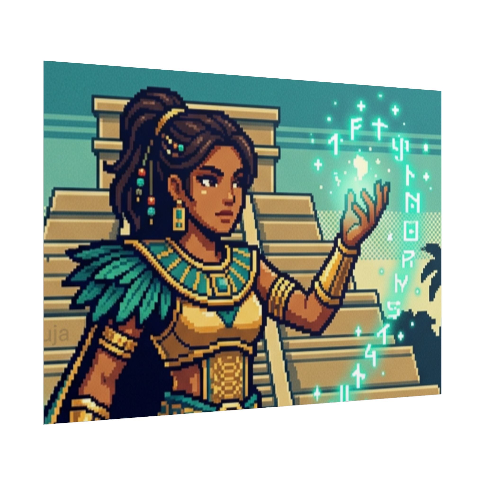 Rolled Poster — Pixel Art Aztec Sorceress Wall Print