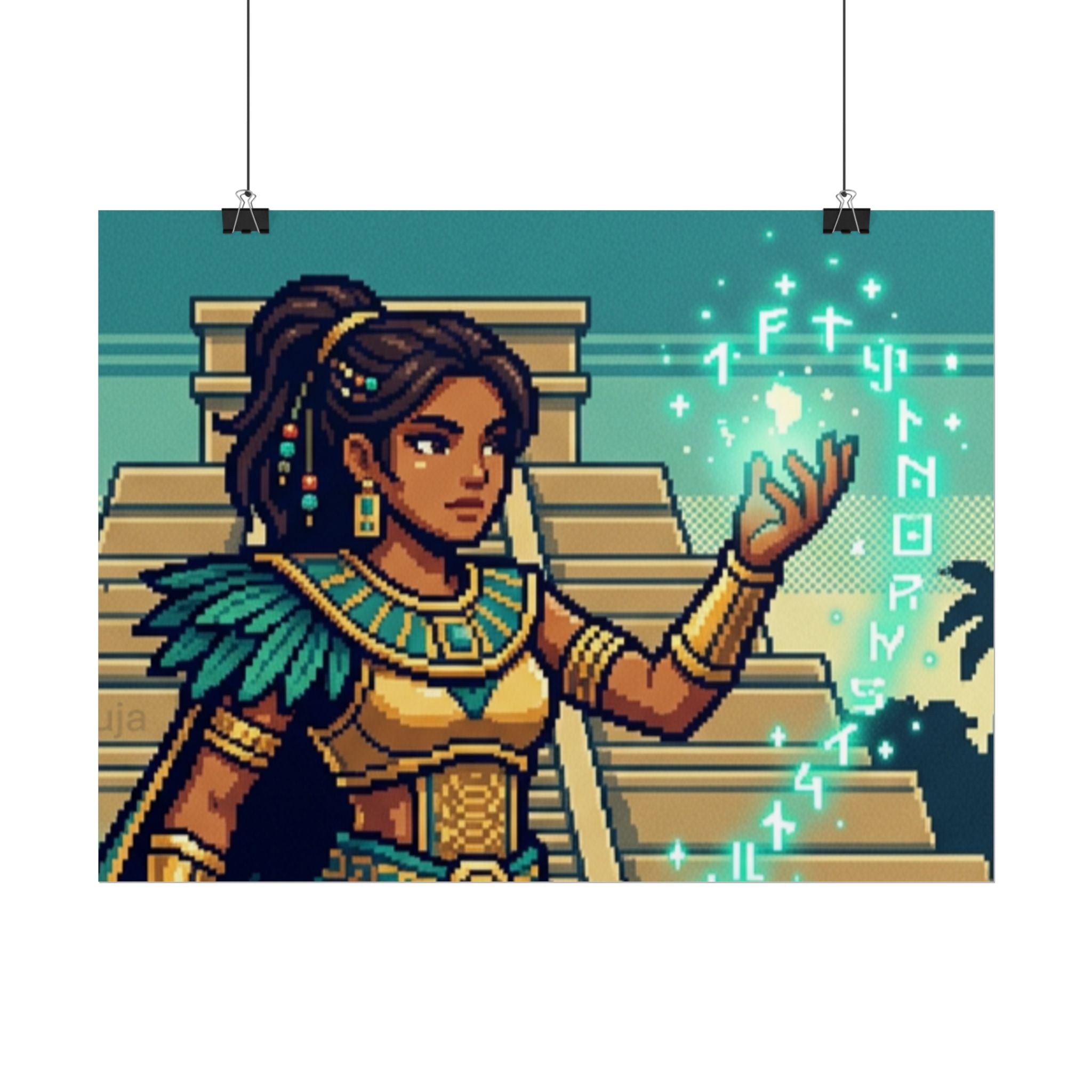 Rolled Poster — Pixel Art Aztec Sorceress Wall Print