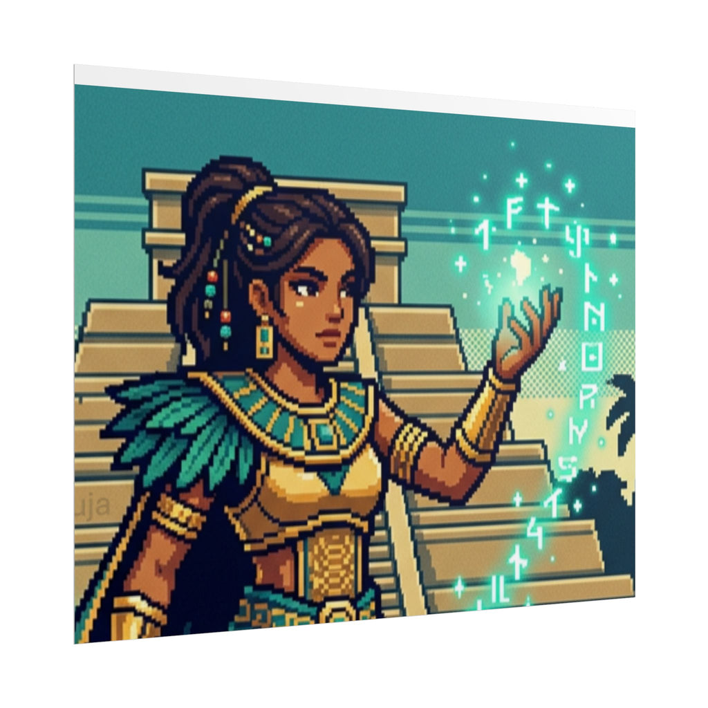 Rolled Poster — Pixel Art Aztec Sorceress Wall Print