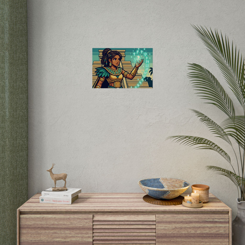 Rolled Poster — Pixel Art Aztec Sorceress Wall Print