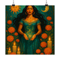 Pixel Bruja Wall Art | A beautiful Latina bruja with long flowing dark hair | Latina Illustration Art Print