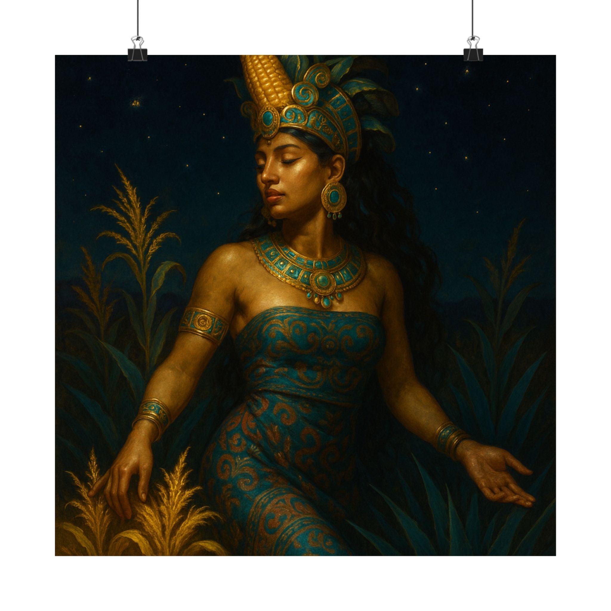 Maya Maize Goddess — Pixel Bruja Art Print