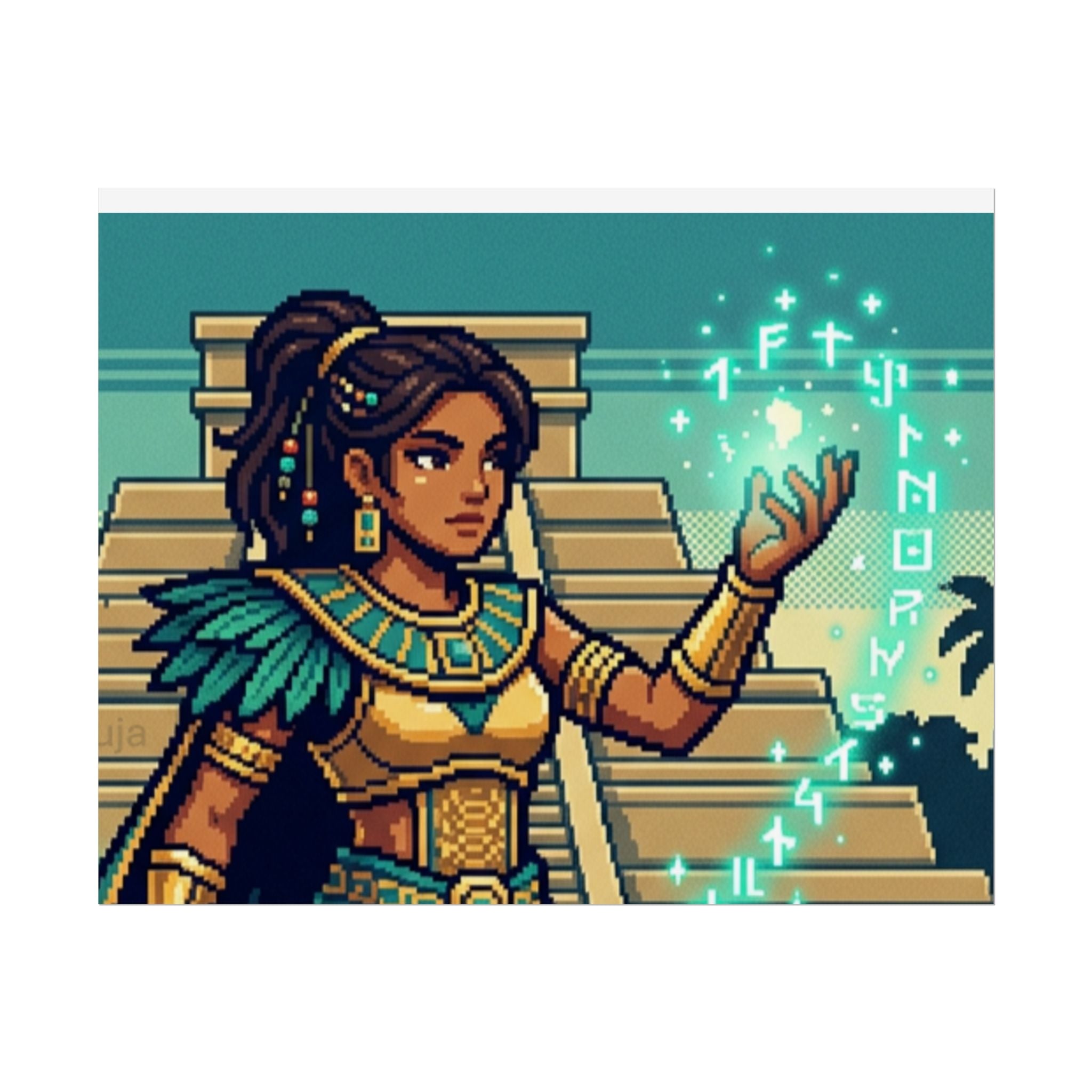 Rolled Poster — Pixel Art Aztec Sorceress Wall Print