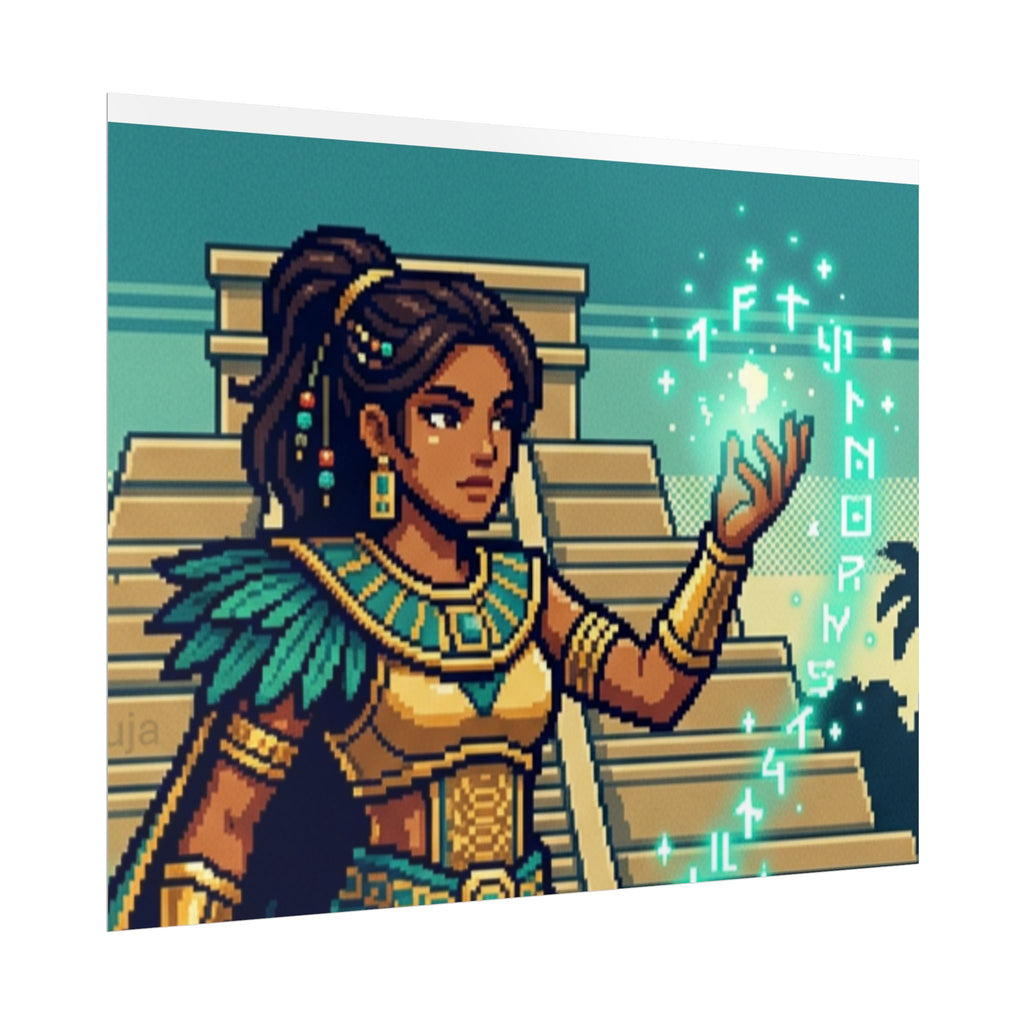 Rolled Poster — Pixel Art Aztec Sorceress Wall Print