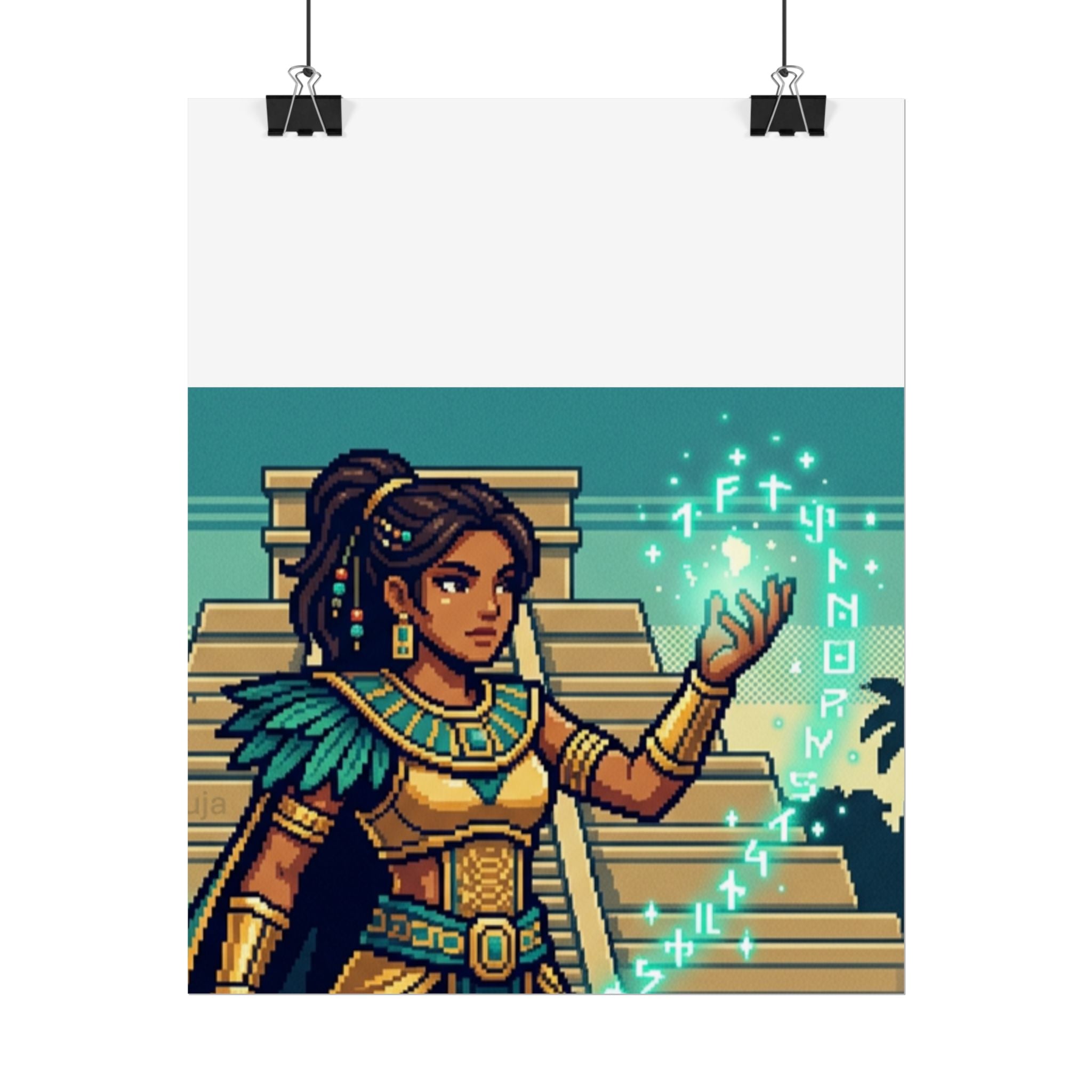 Rolled Poster — Pixel Art Aztec Sorceress Wall Print