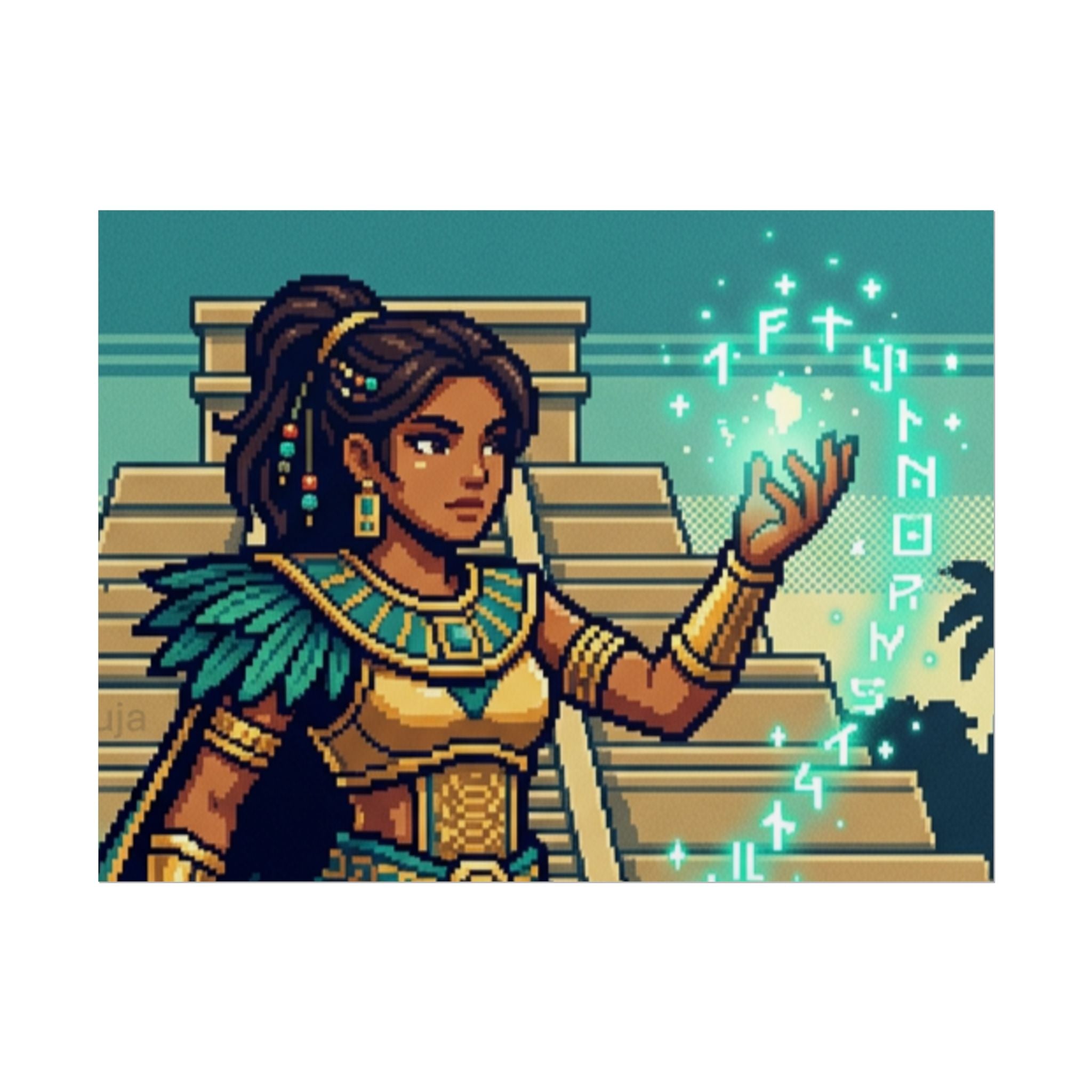 Rolled Poster — Pixel Art Aztec Sorceress Wall Print