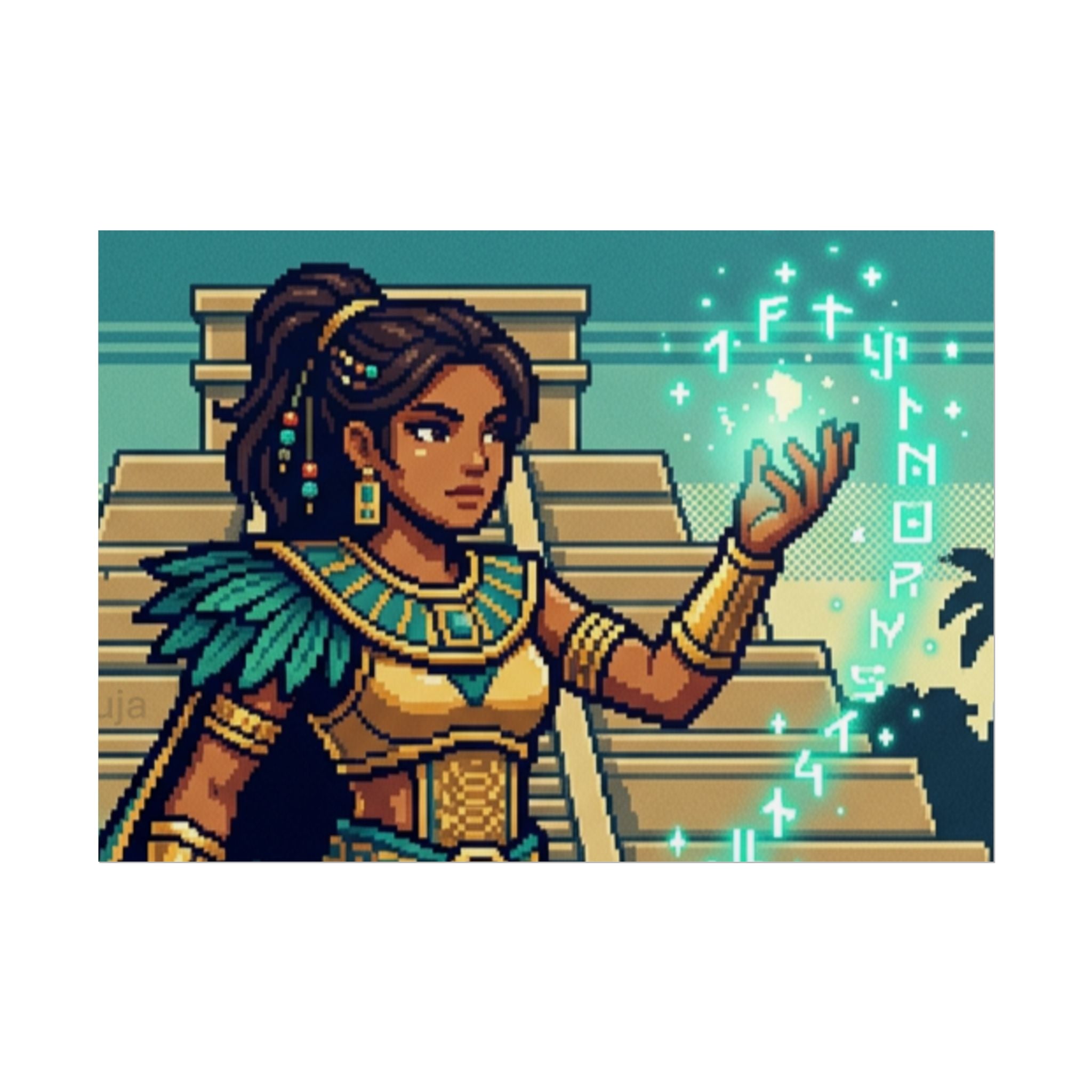 Rolled Poster — Pixel Art Aztec Sorceress Wall Print