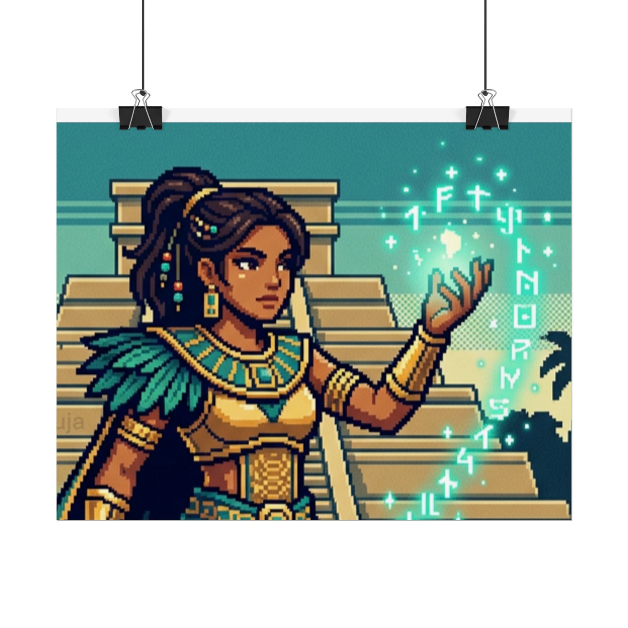 Rolled Poster — Pixel Art Aztec Sorceress Wall Print
