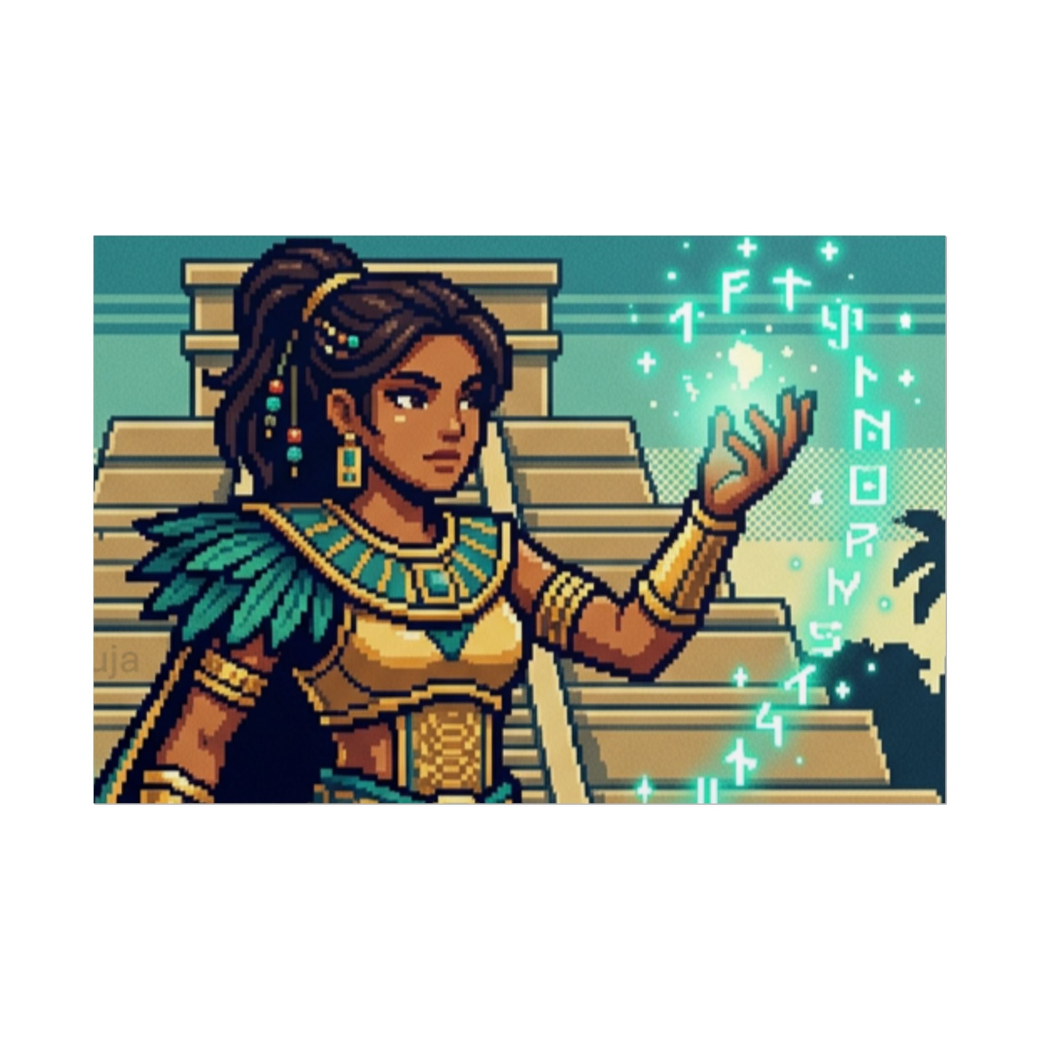 Rolled Poster — Pixel Art Aztec Sorceress Wall Print