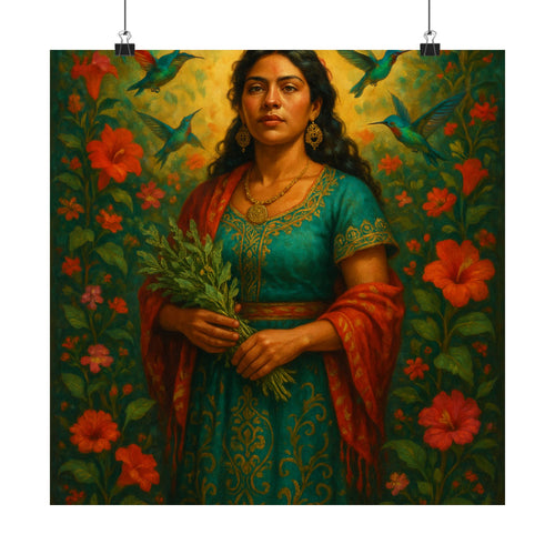 Latina Curandera with Healing Herbs — Pixel Bruja Art Print