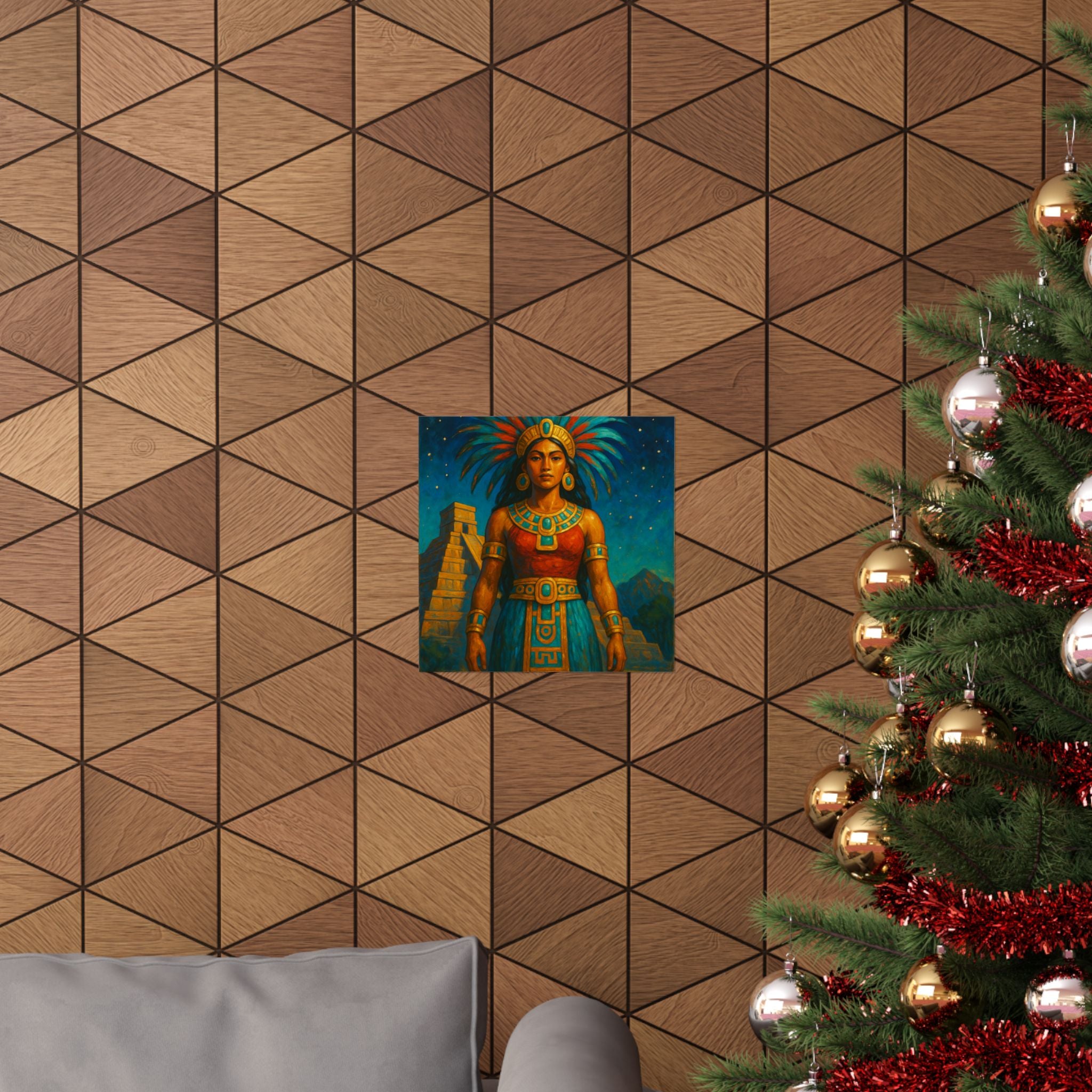Pixel Bruja Wall Art | Mesoamerican Goddess Illustration | Latina Bruja Art Print | Celestial Temple Poster